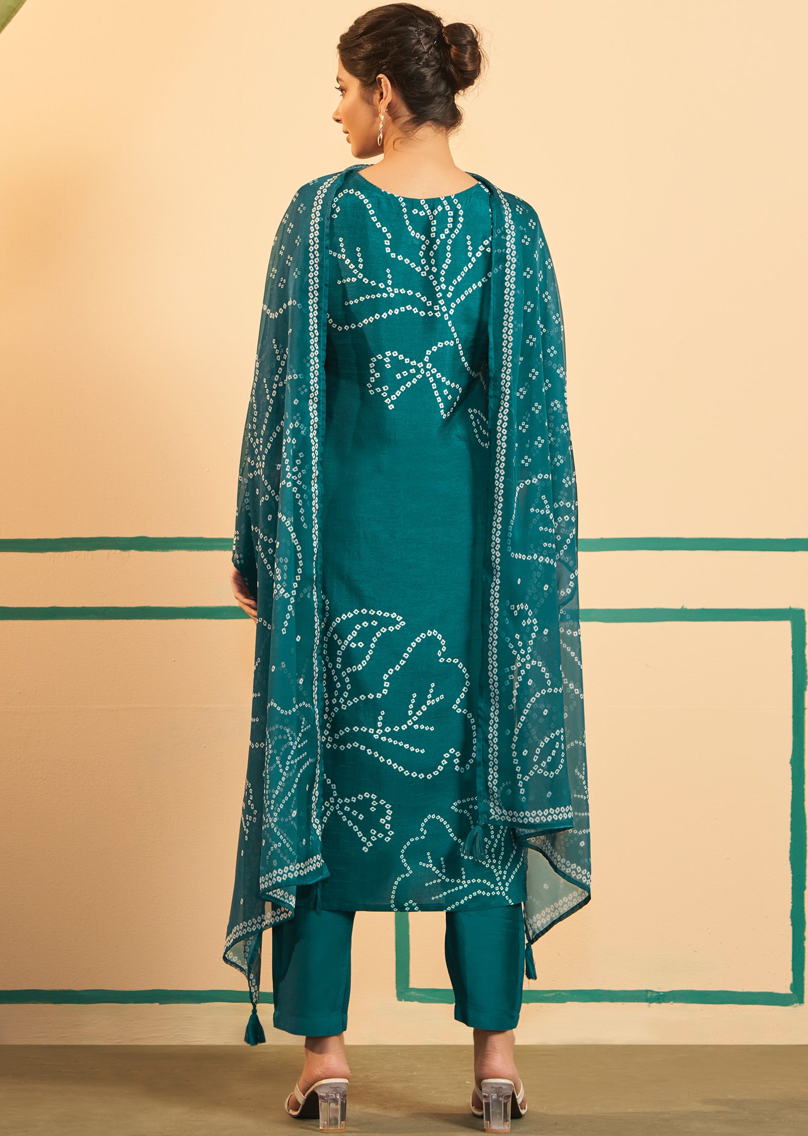 Rama Green Silk Straight cut suits