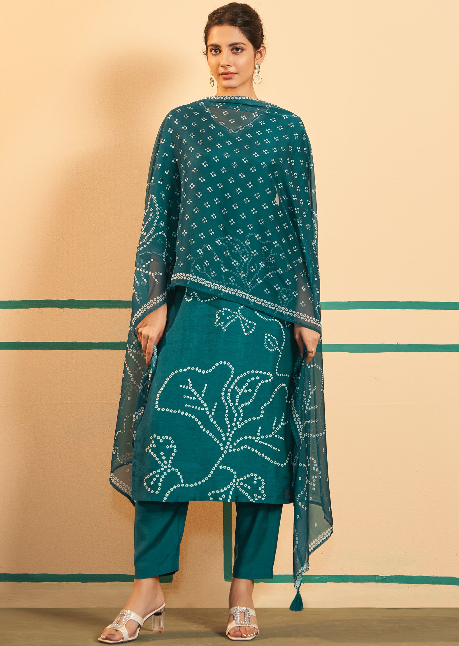 Rama Green Silk Straight cut suits