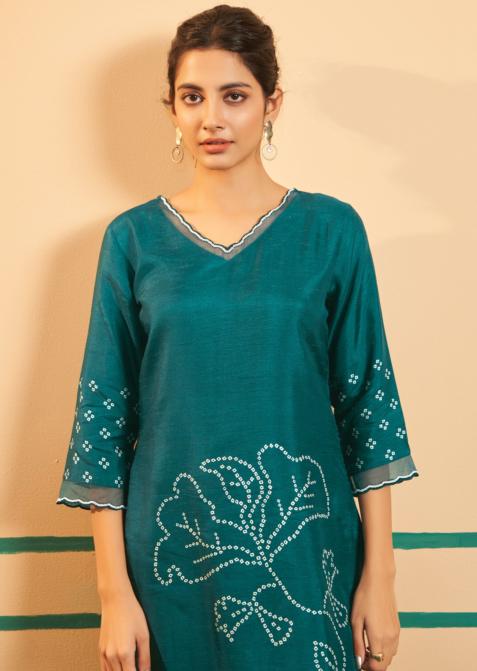 Rama Green Silk Straight cut suits