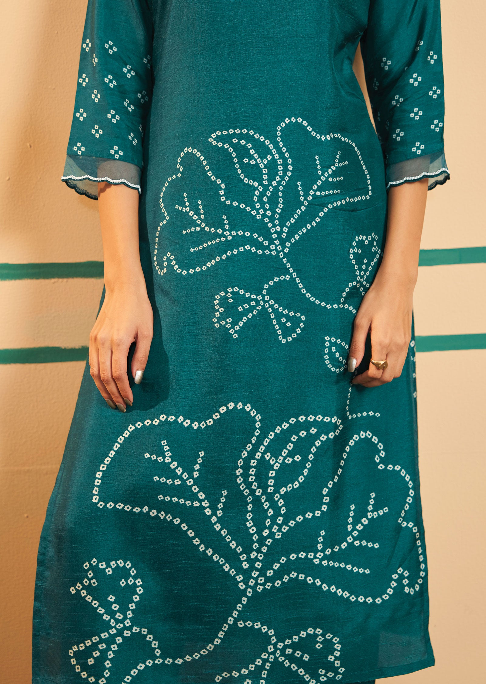 Rama Green Silk Straight cut suits