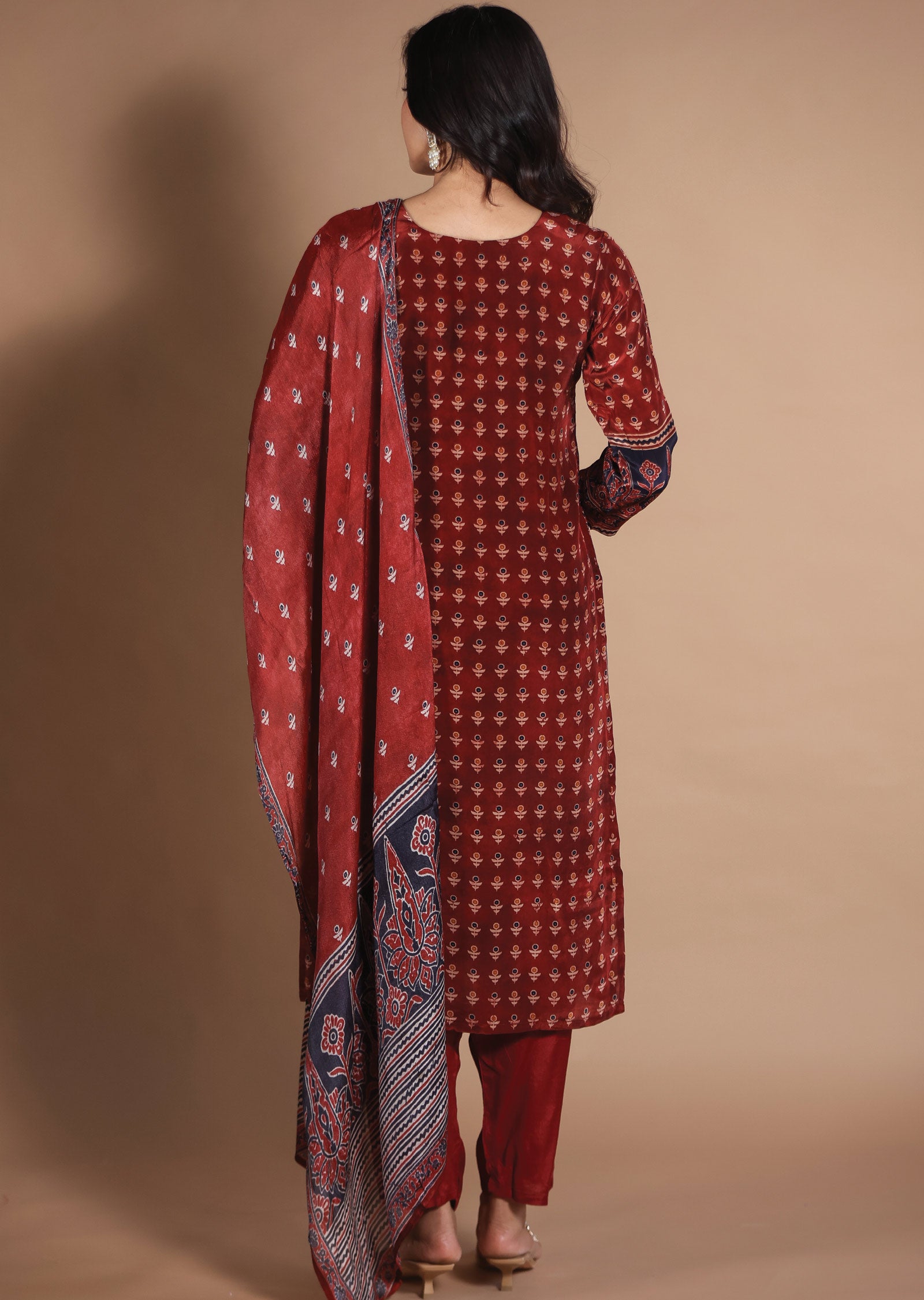 Rust & Black Crepe Straight Cut suit