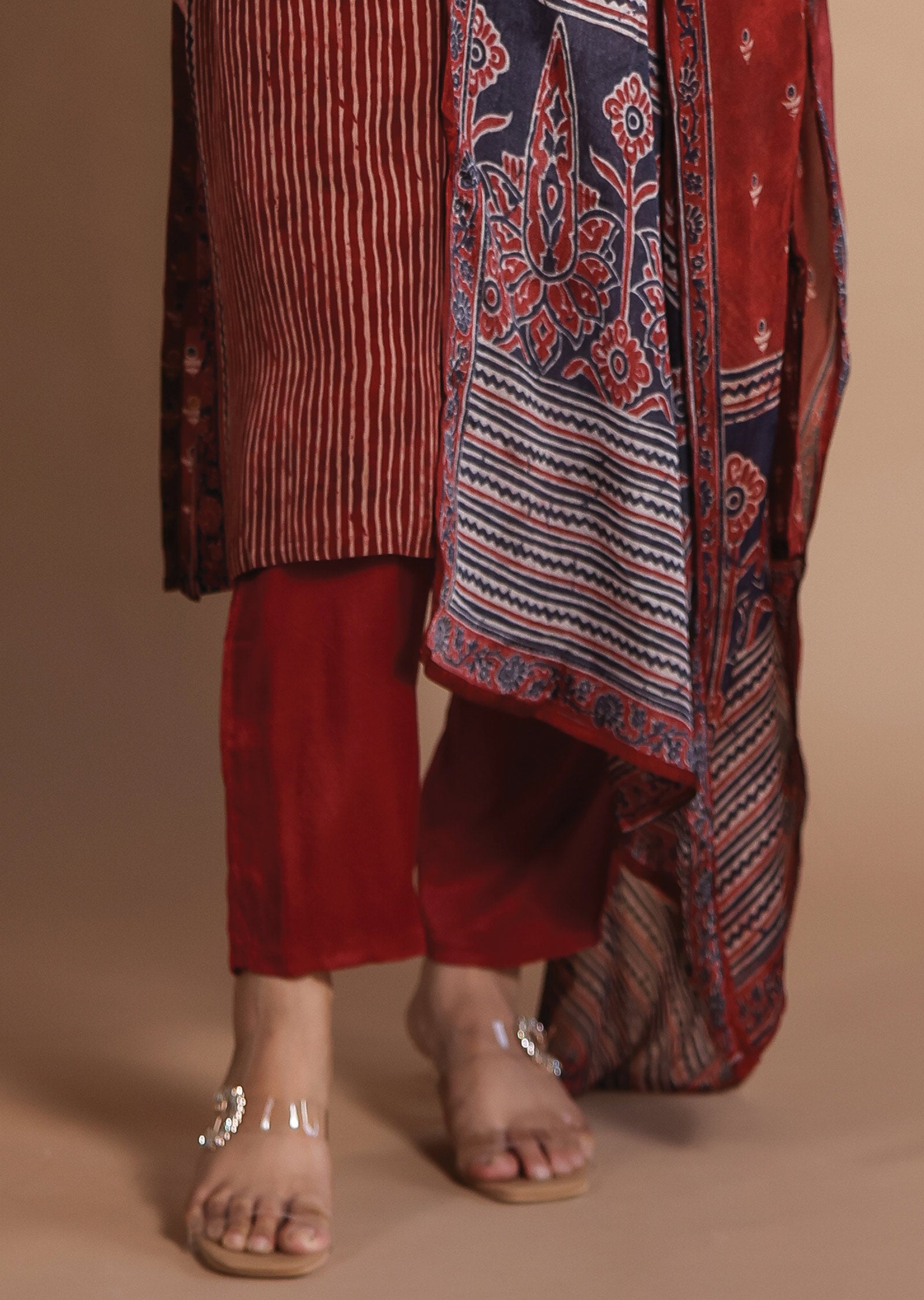 Rust & Black Crepe Straight Cut suit