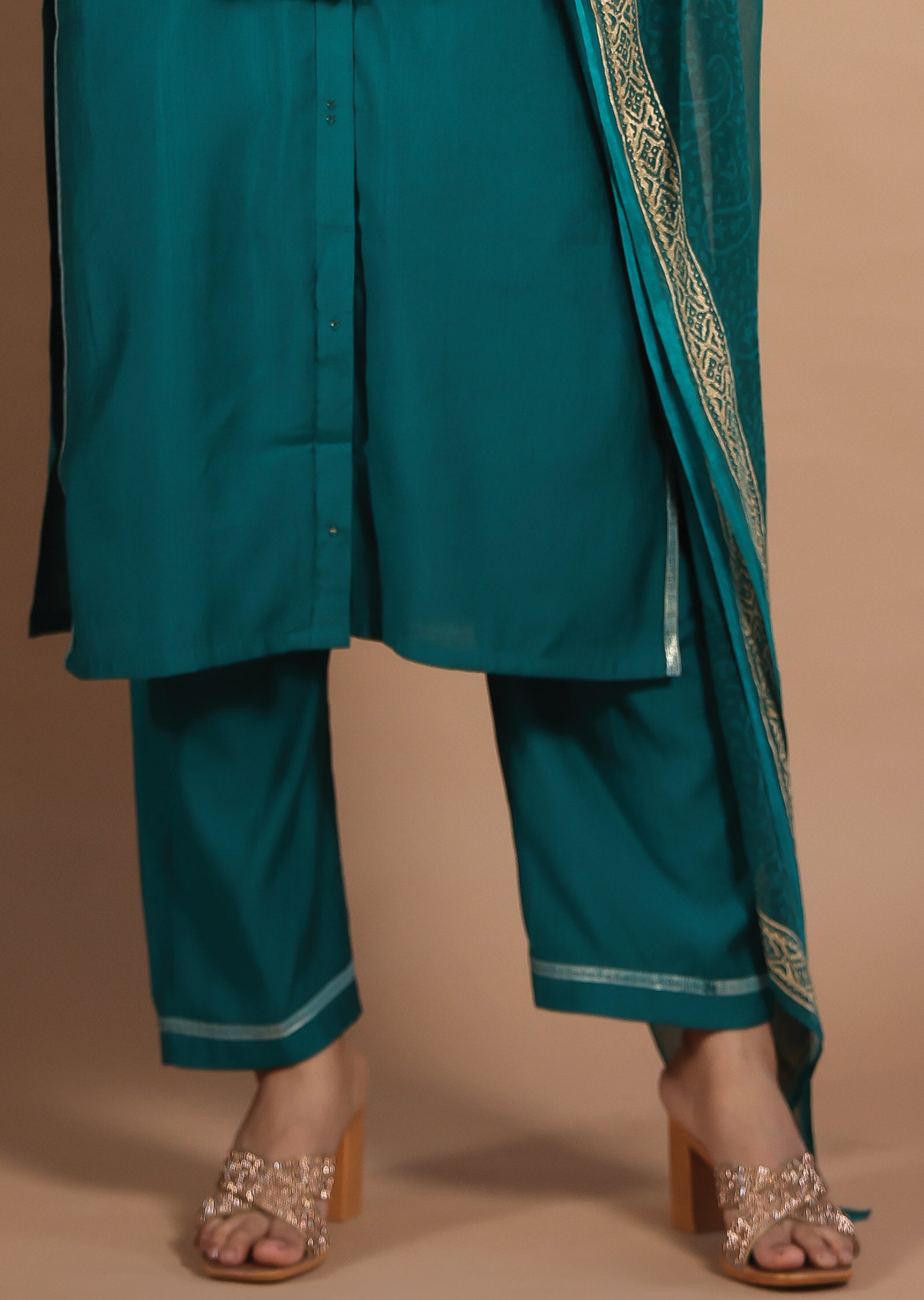 Green Soft Silk Straight Cut Suit