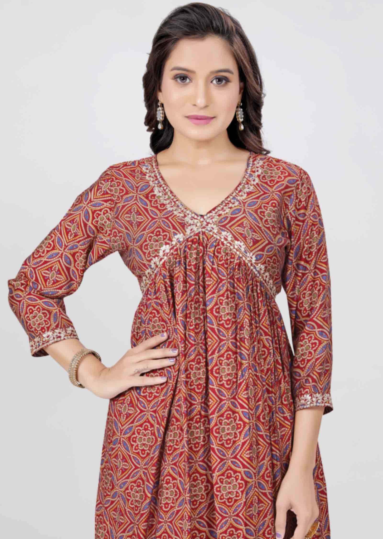 Maroon Modal Printed Anarkali