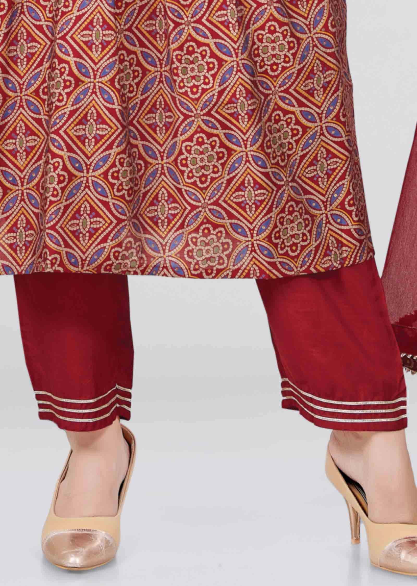 Maroon Modal Printed Anarkali