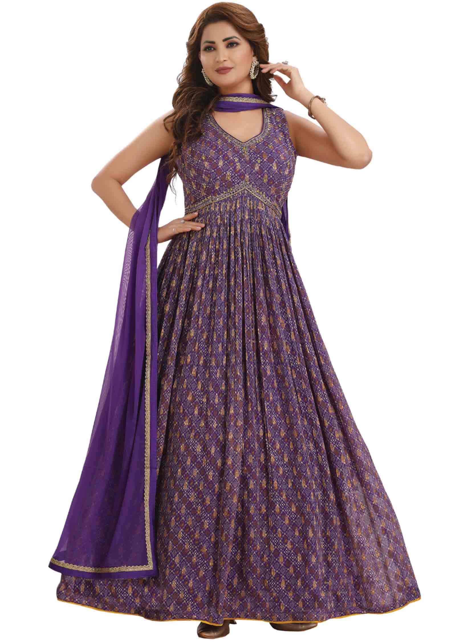 Purple Banaras Alia cut Anarkali