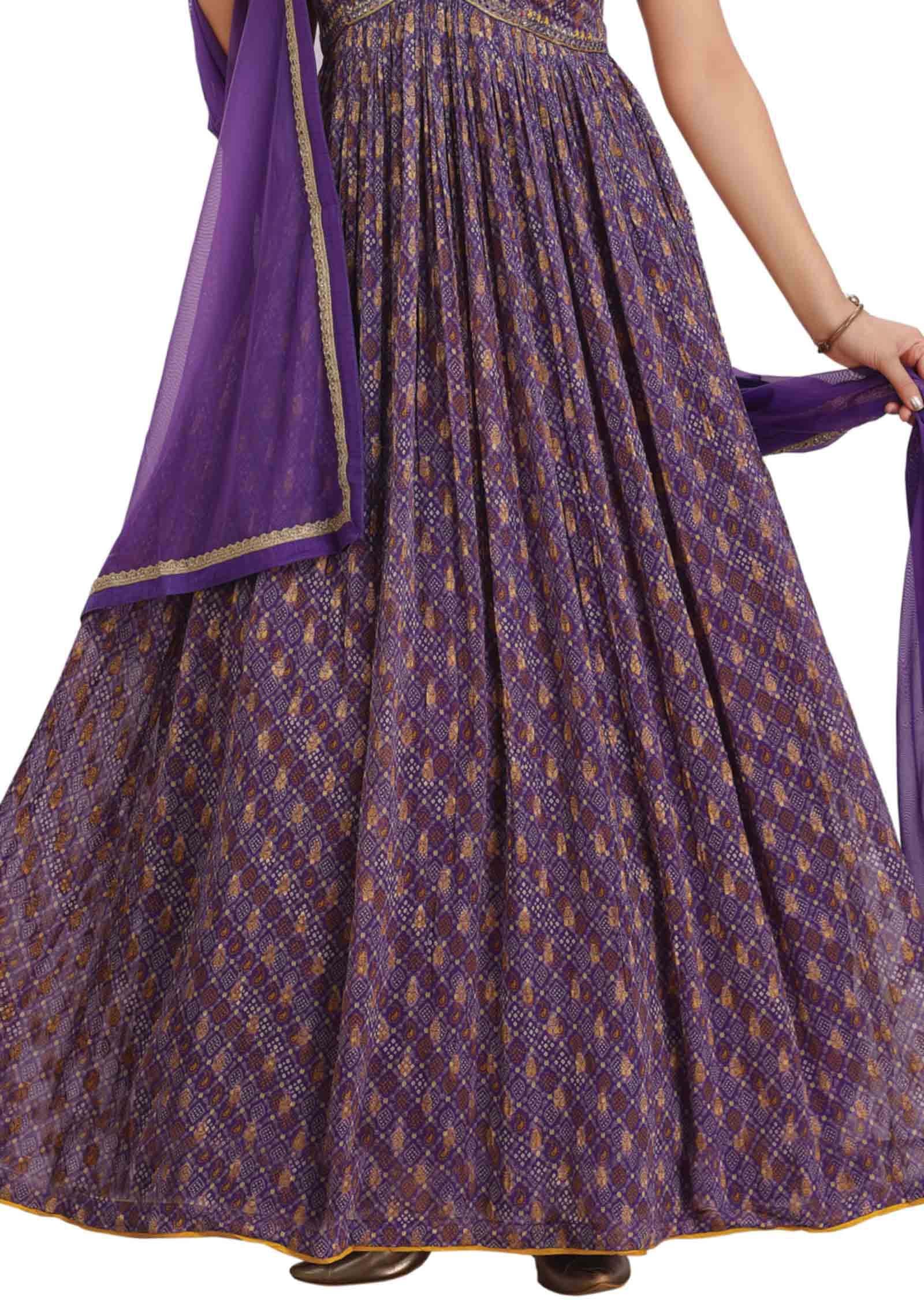 Purple Banaras Alia cut Anarkali