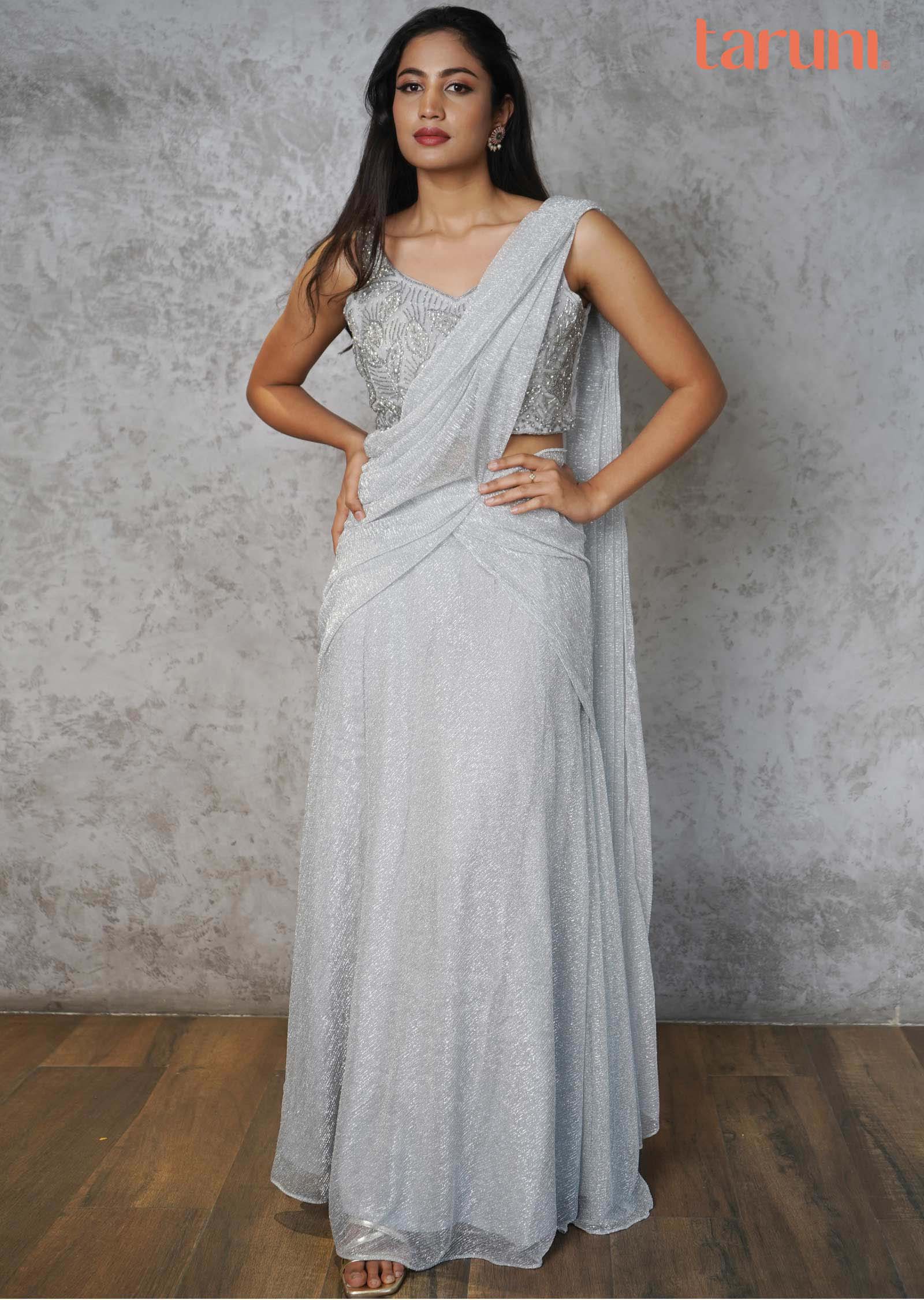 Tissue Embroidered Fusion/Indo-Western Set