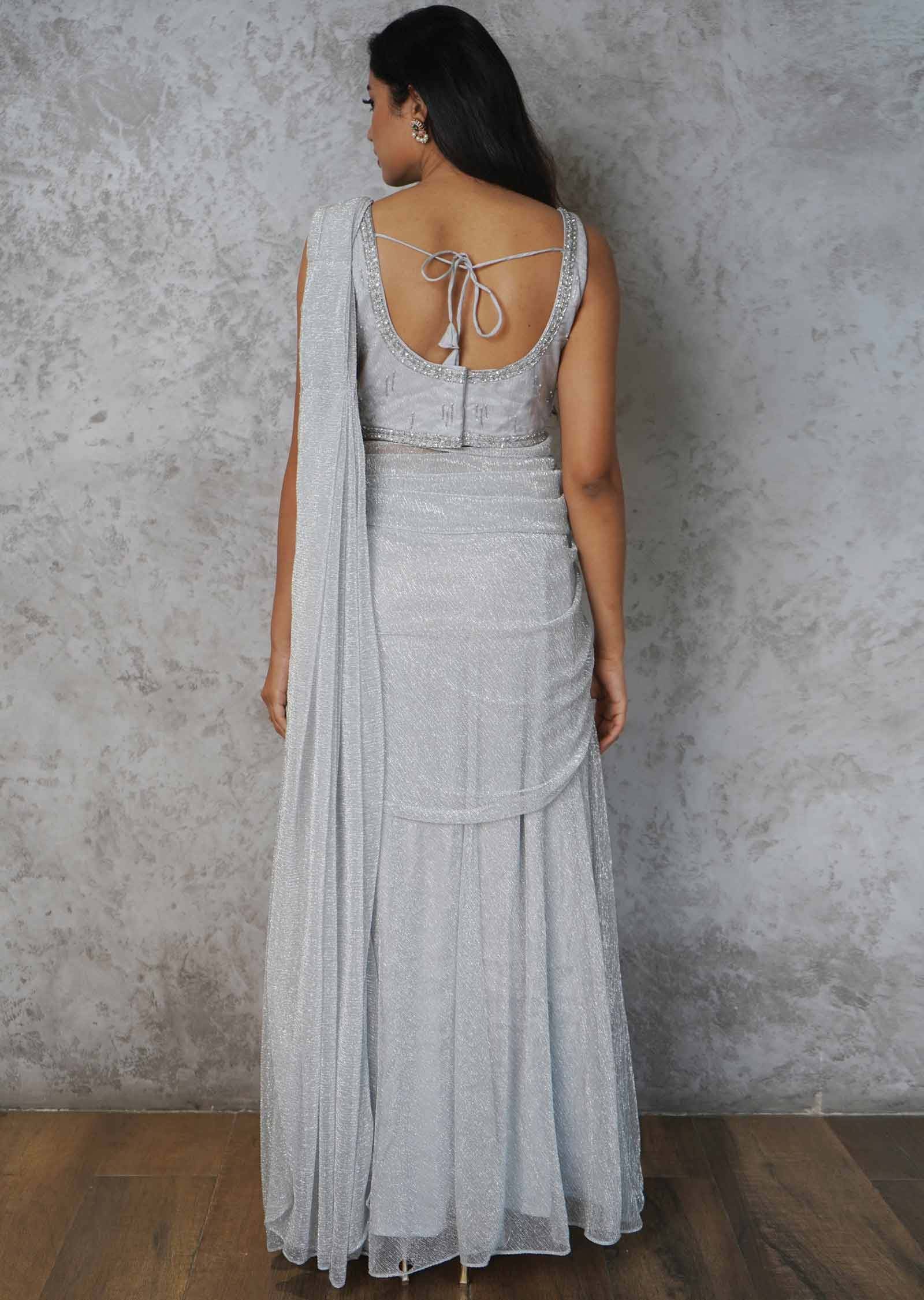 Tissue Embroidered Fusion/Indo-Western Set