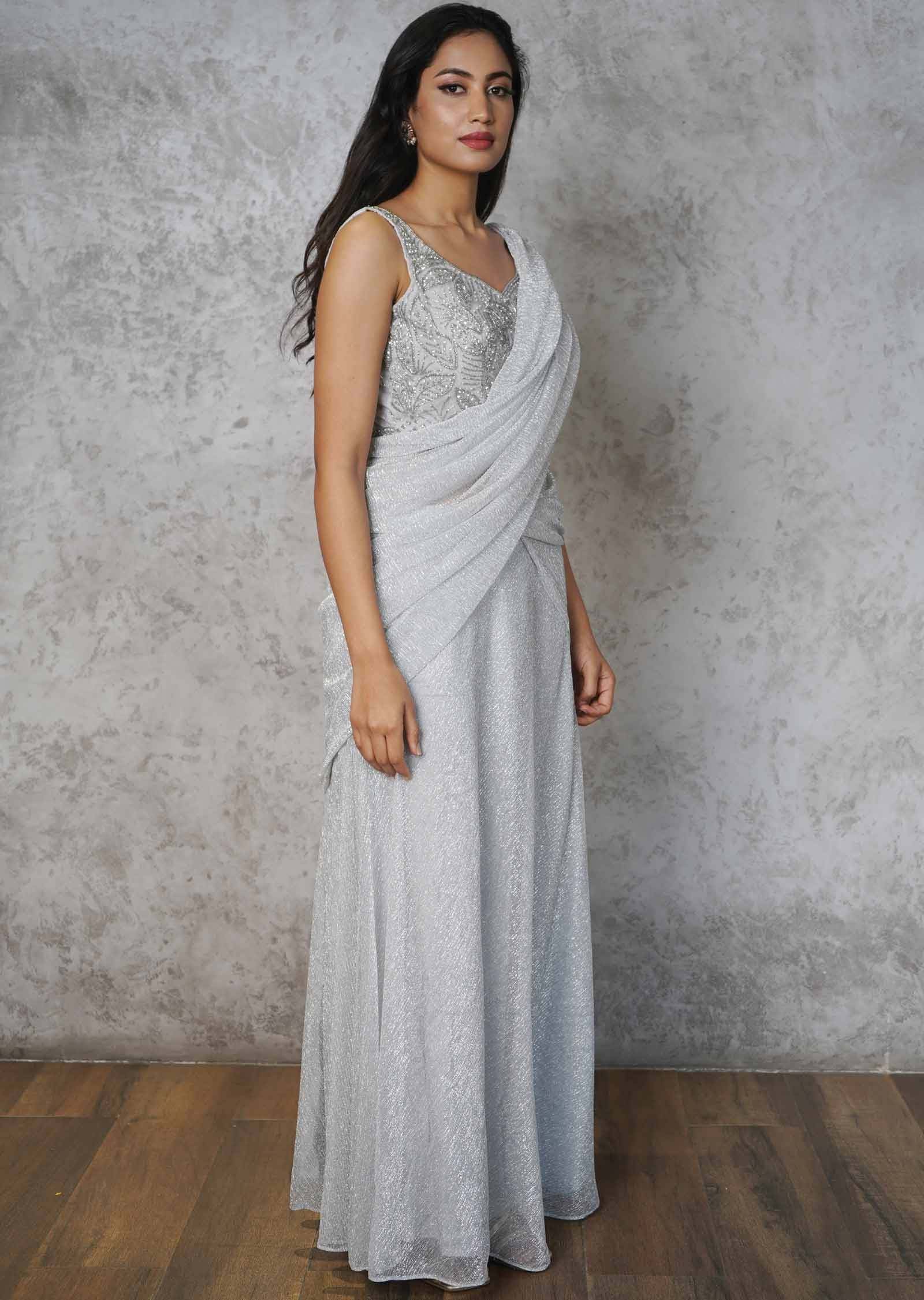 Tissue Embroidered Fusion/Indo-Western Set