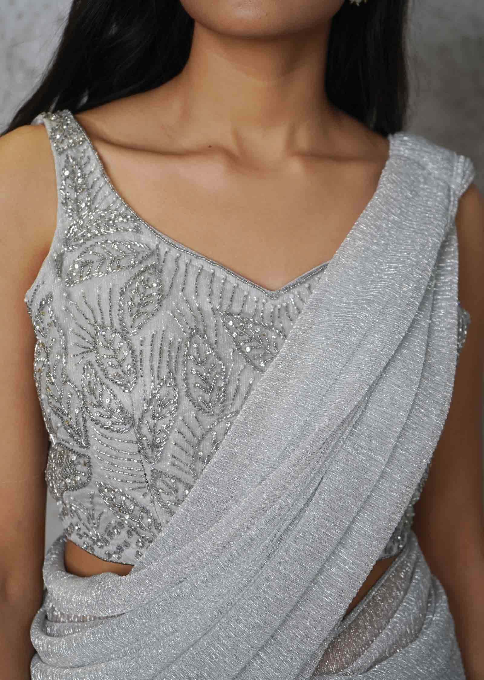 Tissue Embroidered Fusion/Indo-Western Set