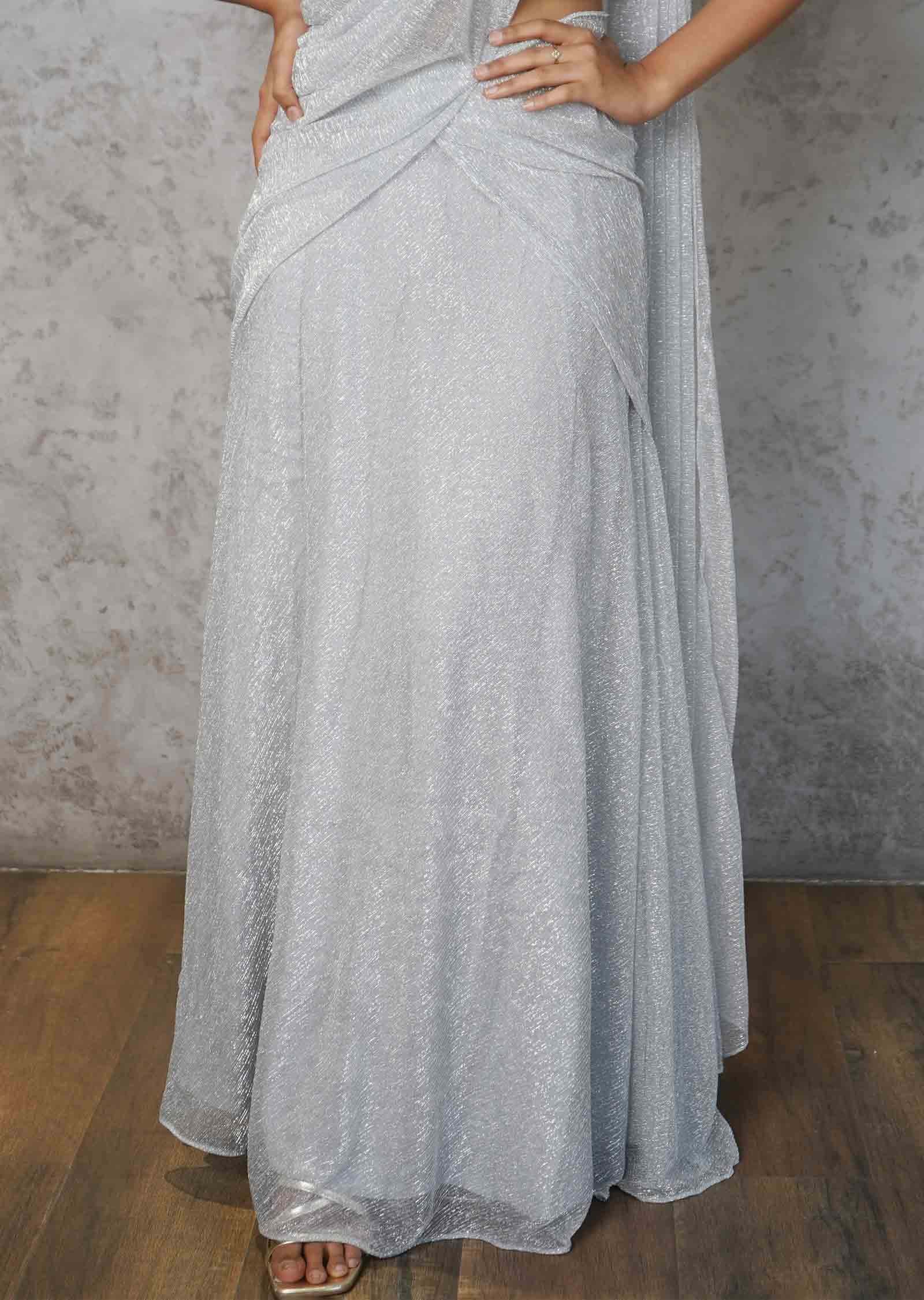 Tissue Embroidered Fusion/Indo-Western Set