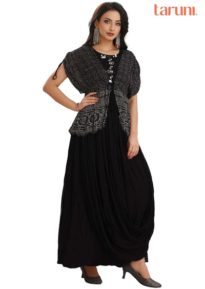 Black Georgette Fusion Indo-Western Outfit