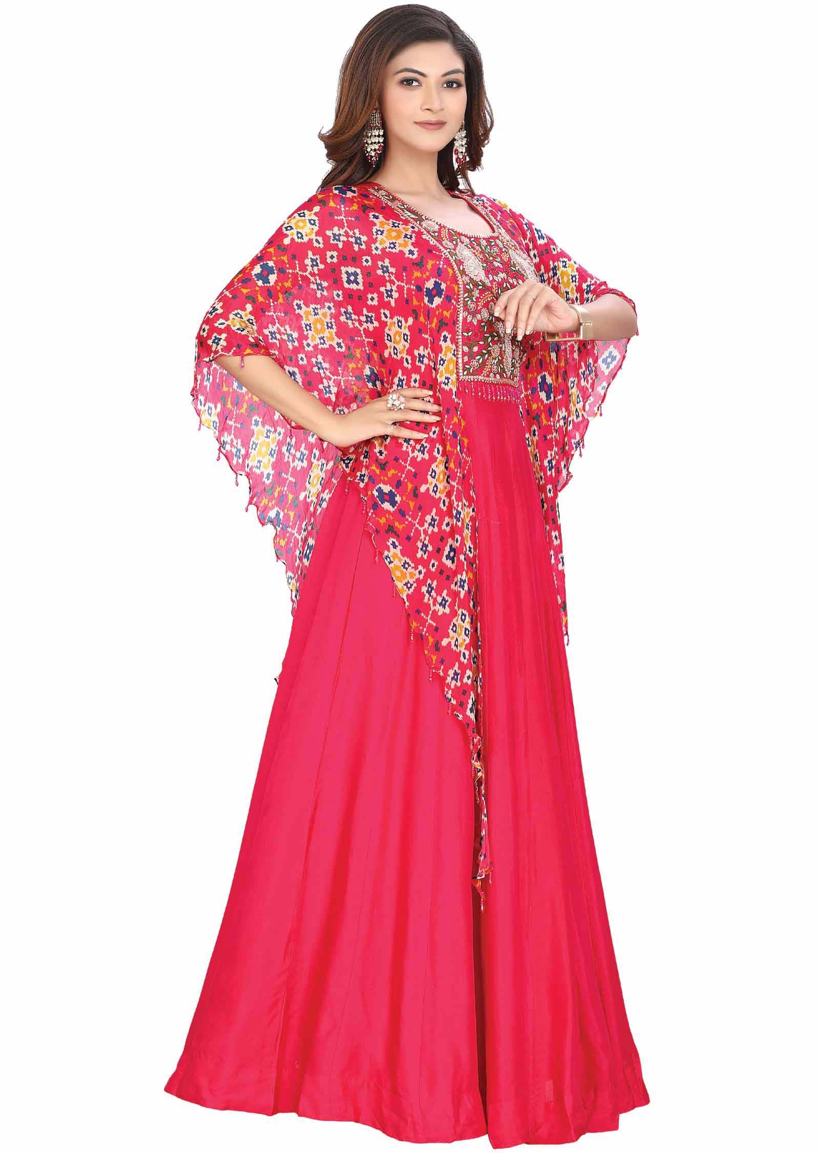 Rani Pink Silk Zardosi & Embroidered Gown