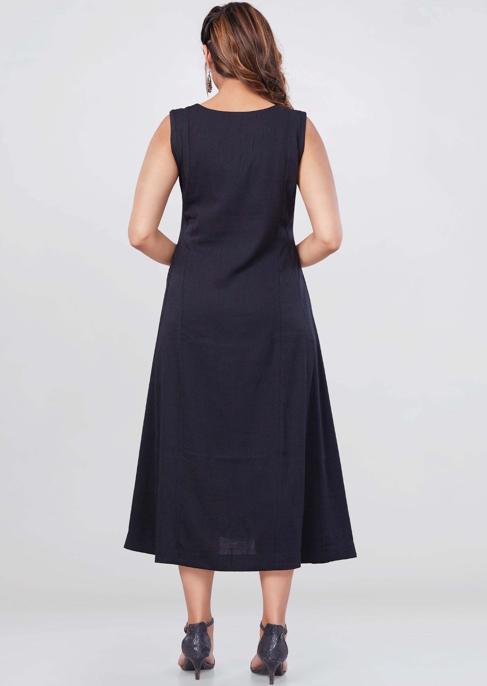 Black Reyon Mirror work Kurti A-line