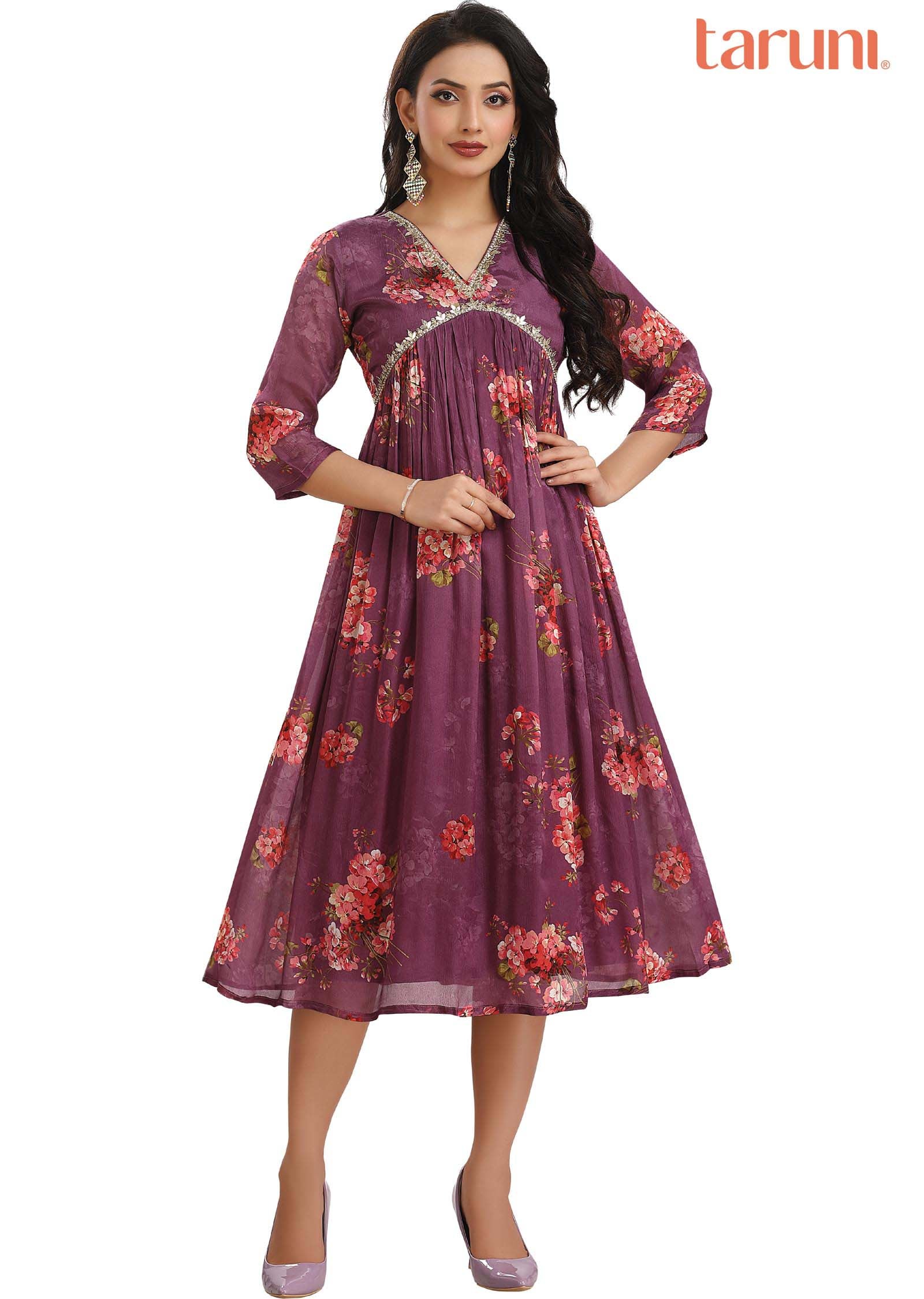 Mouve Chinnon Printed Alia cut Frock Style Kurti