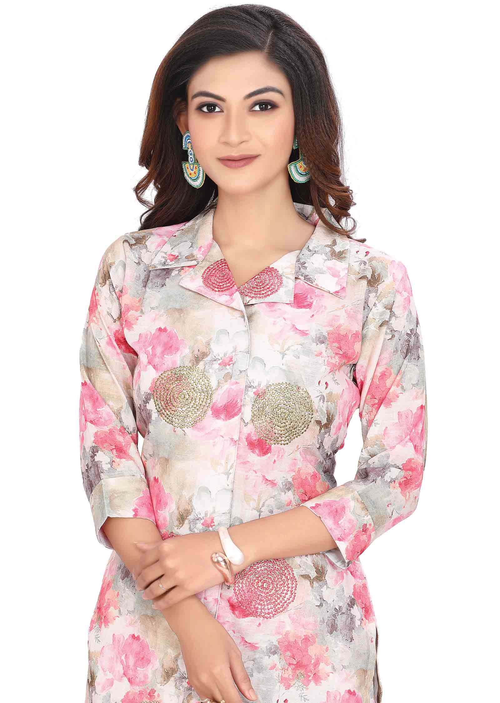 Multi Linen cotton Floral Printed Co-Ord Set