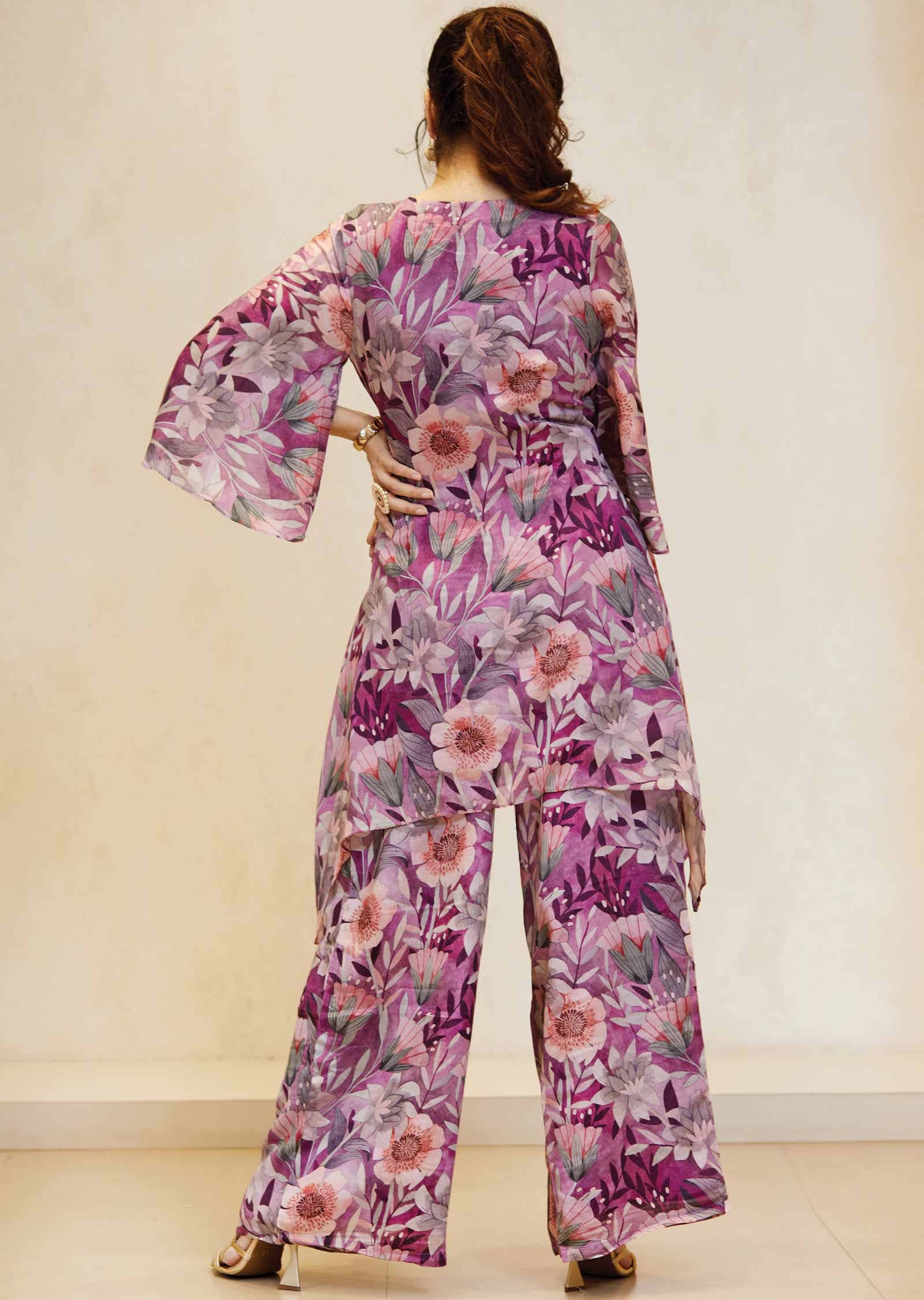 Purple Chinnon Embroidered Co-Ord Set