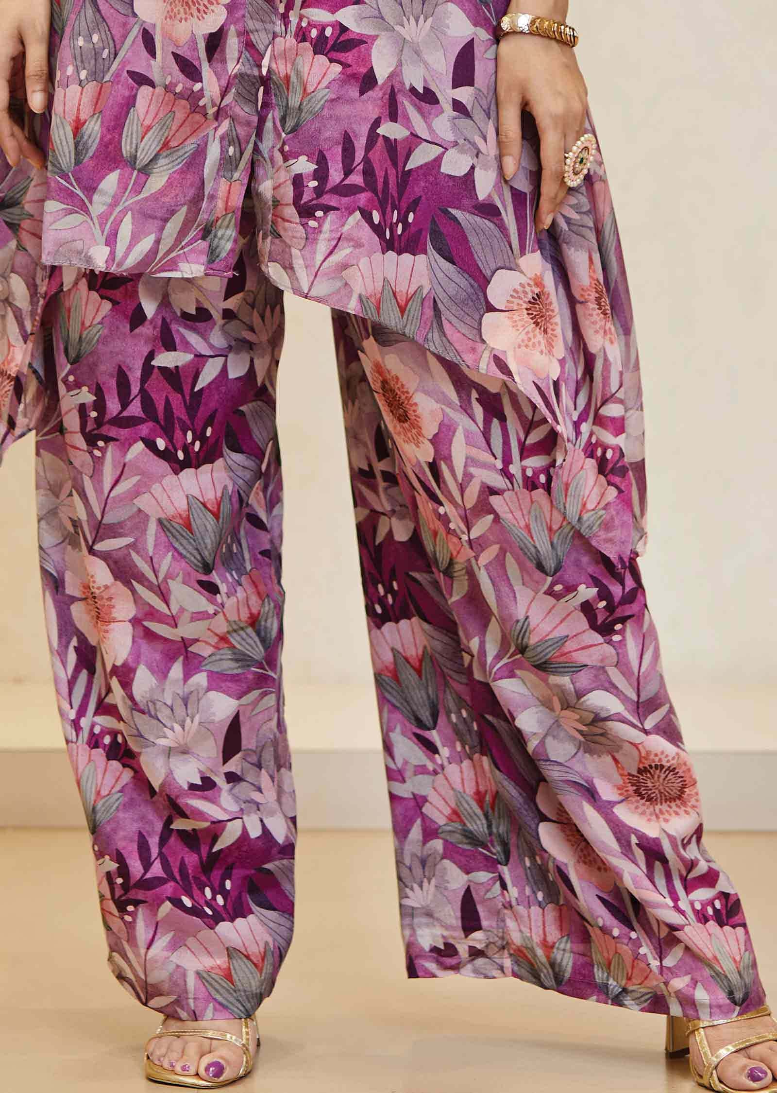 Purple Chinnon Embroidered Co-Ord Set
