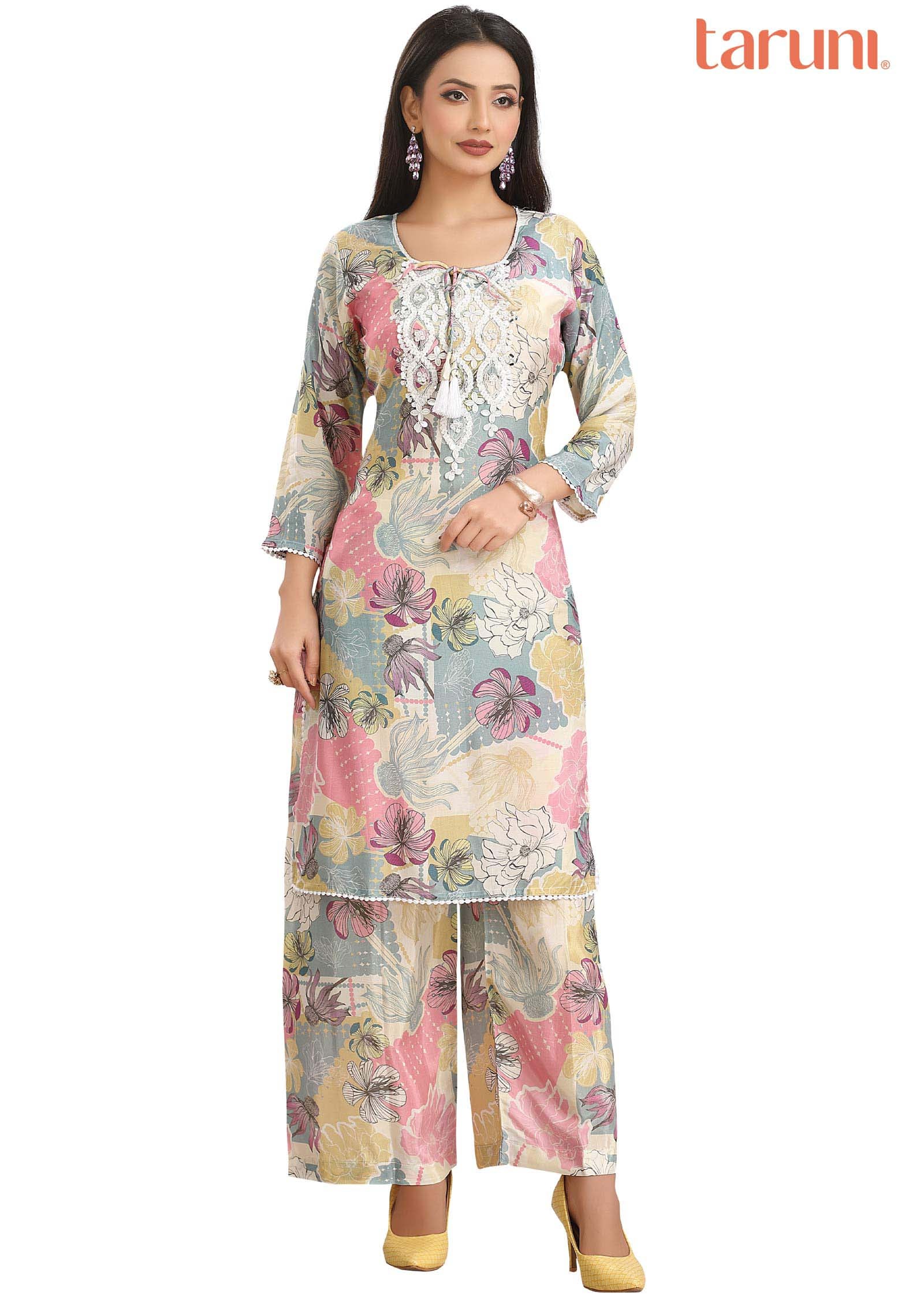 Multi Muslin Embroidered Kurti Sets