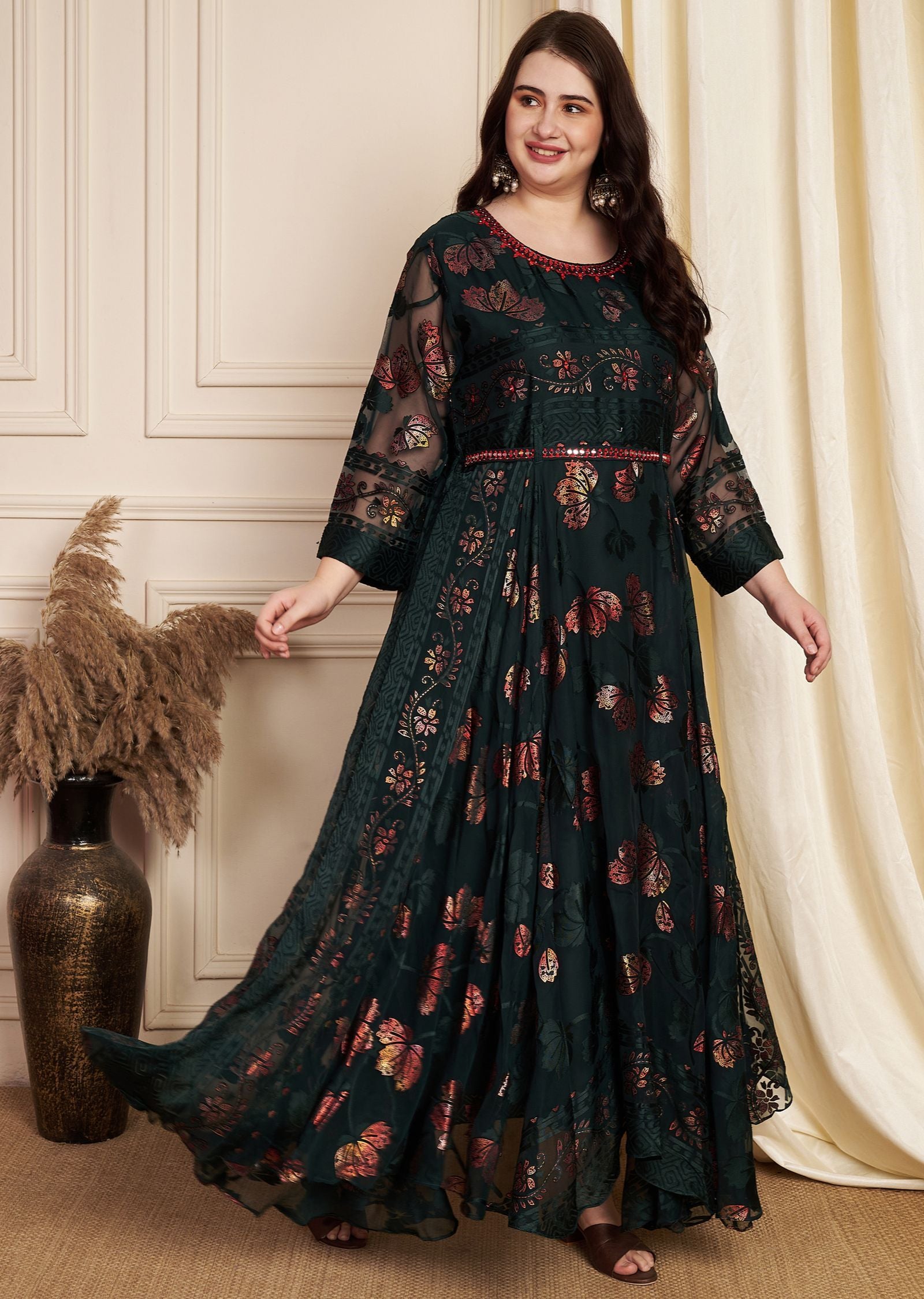 Bottle Green Brasso Long Dress