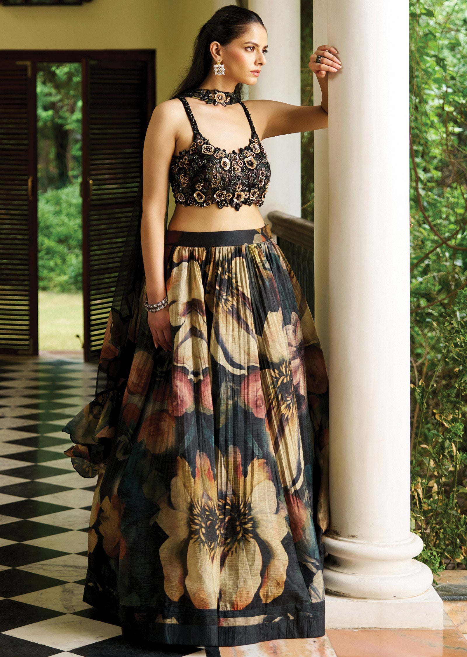 Black Organza Lehenga