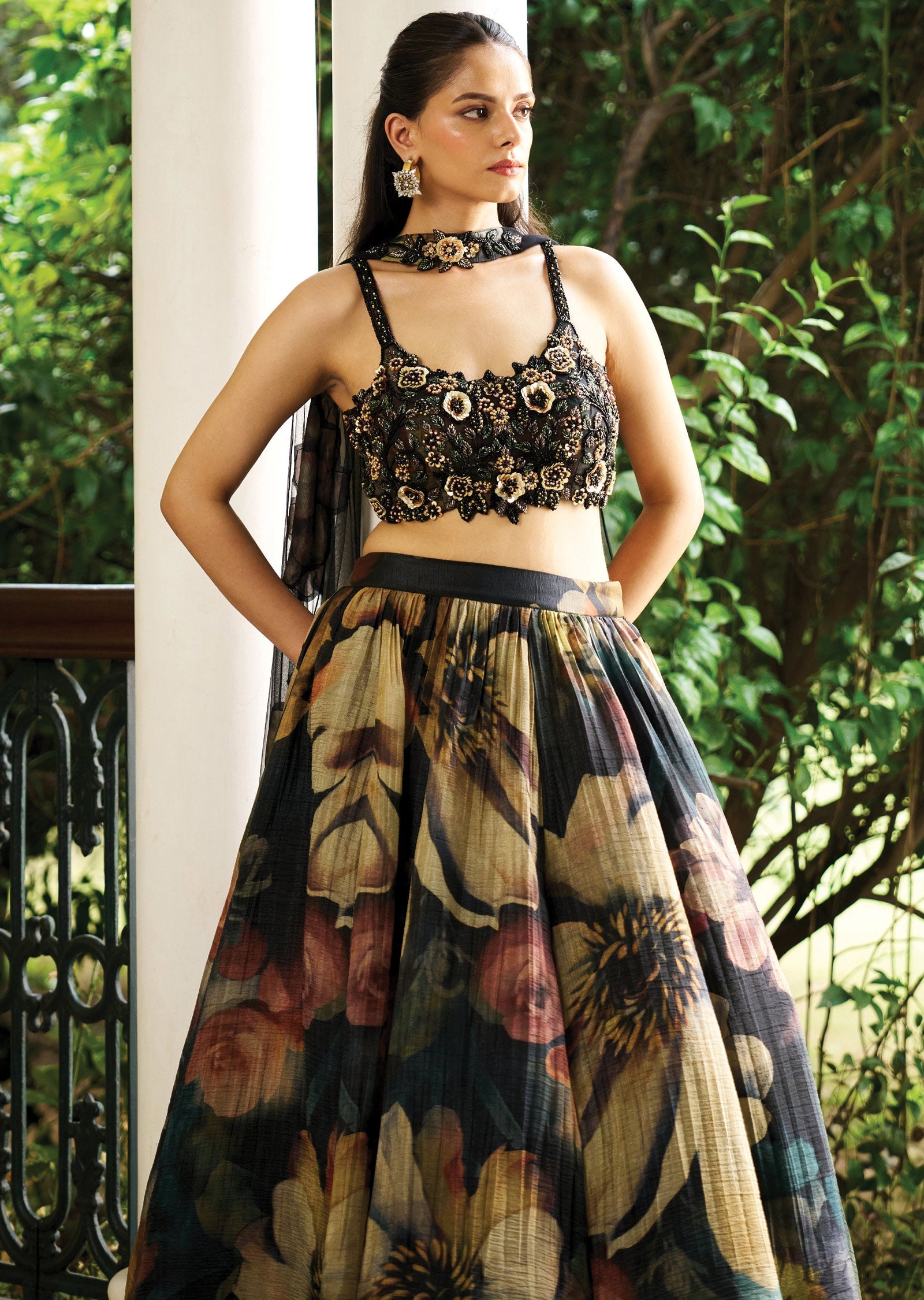 Black Organza Lehenga