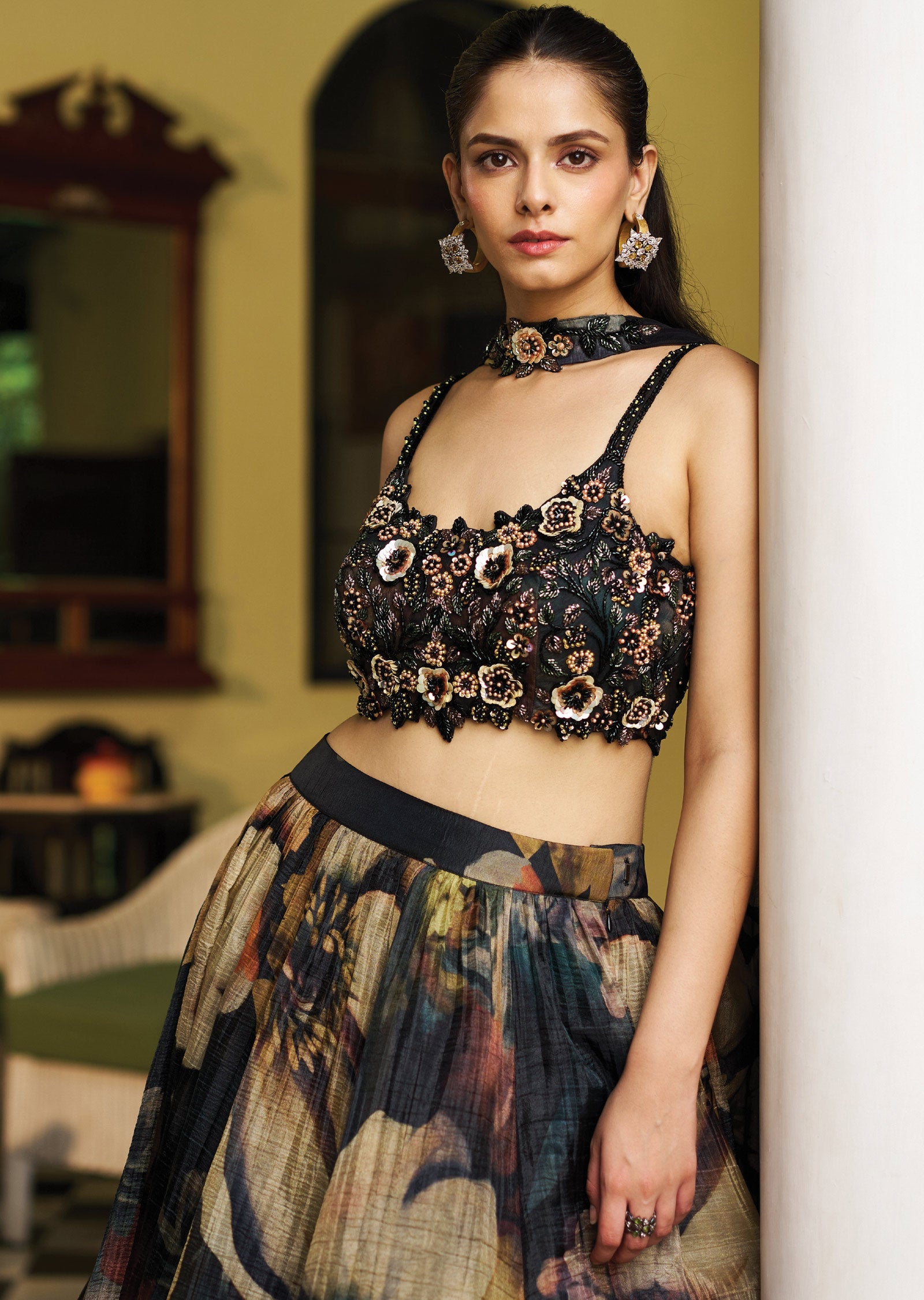 Black Organza Lehenga
