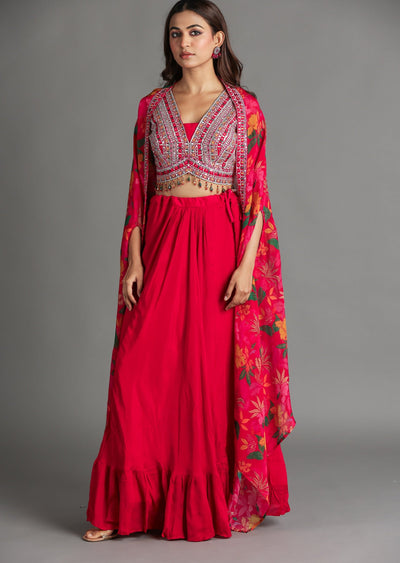 Red Silk Palazzo Set