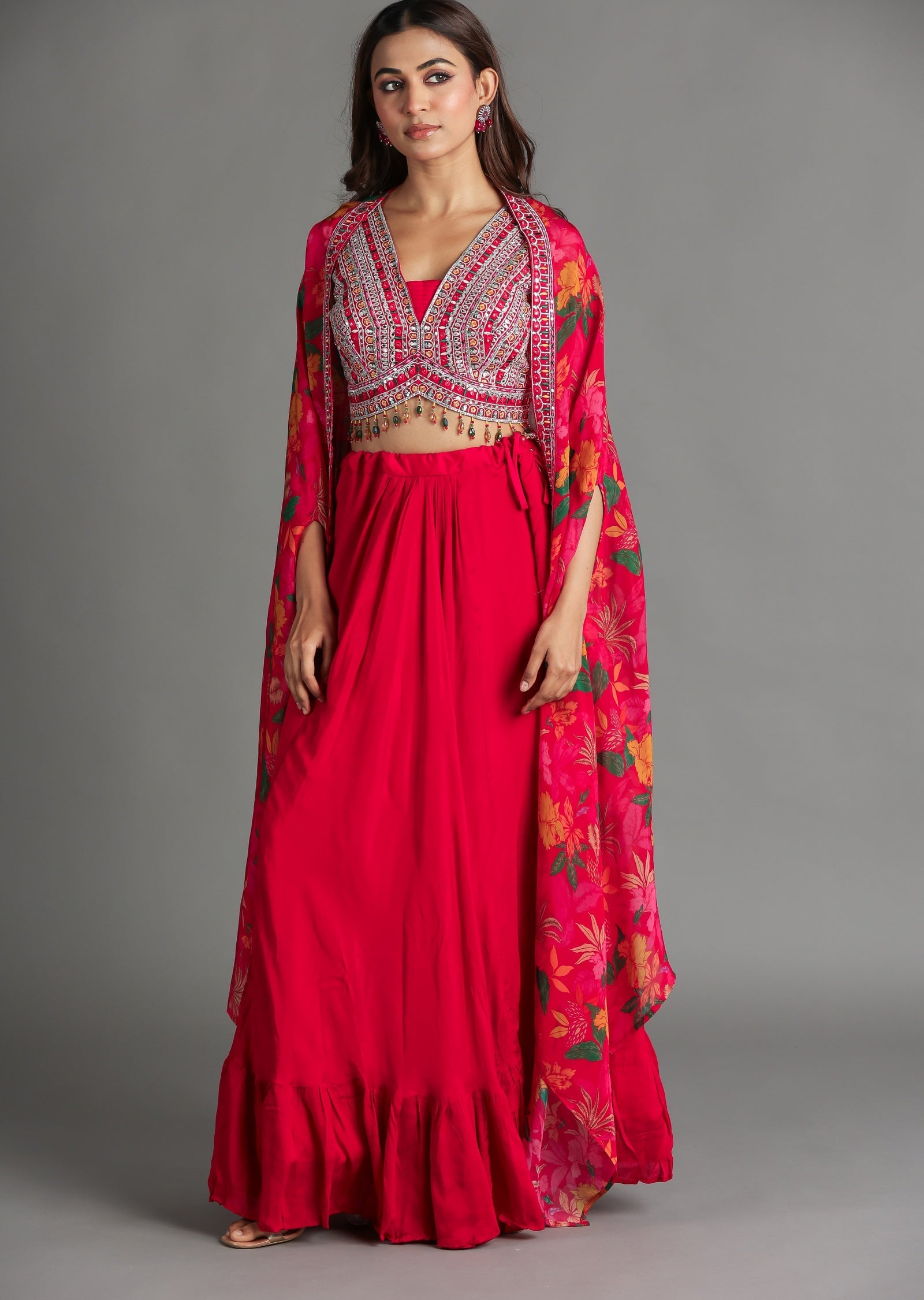 Red Silk Palazzo Set