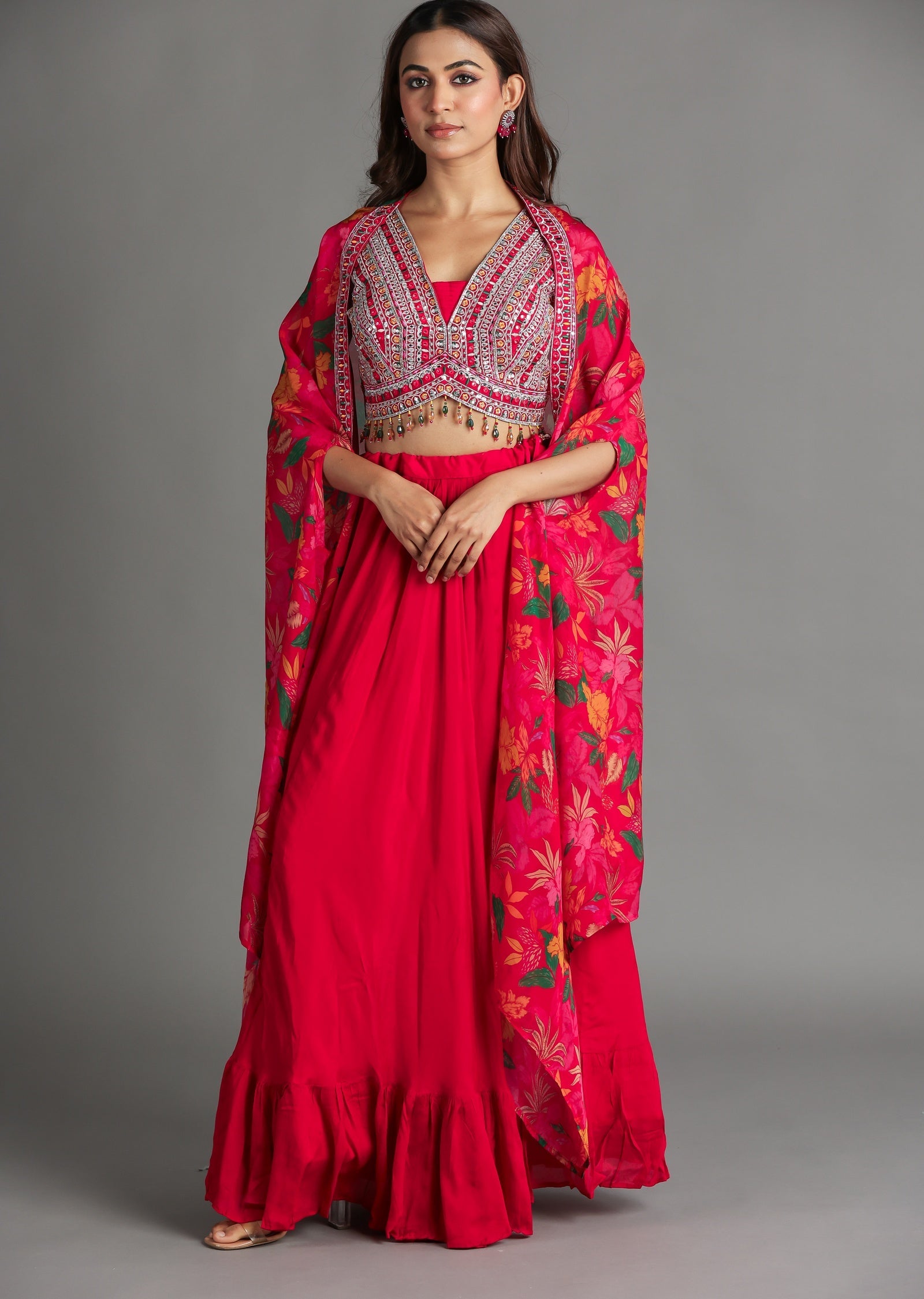 Red Silk Palazzo Set