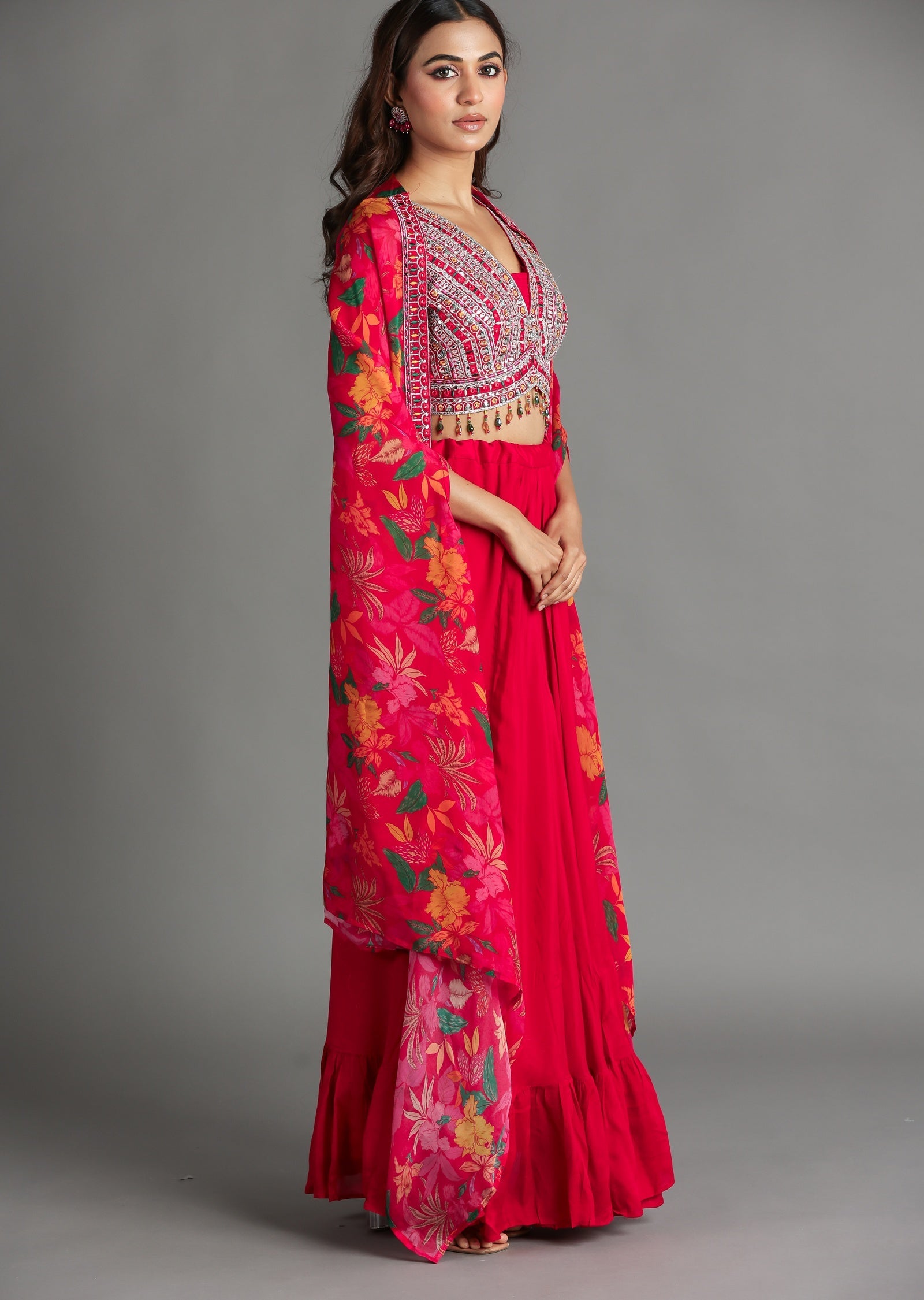 Red Silk Palazzo Set