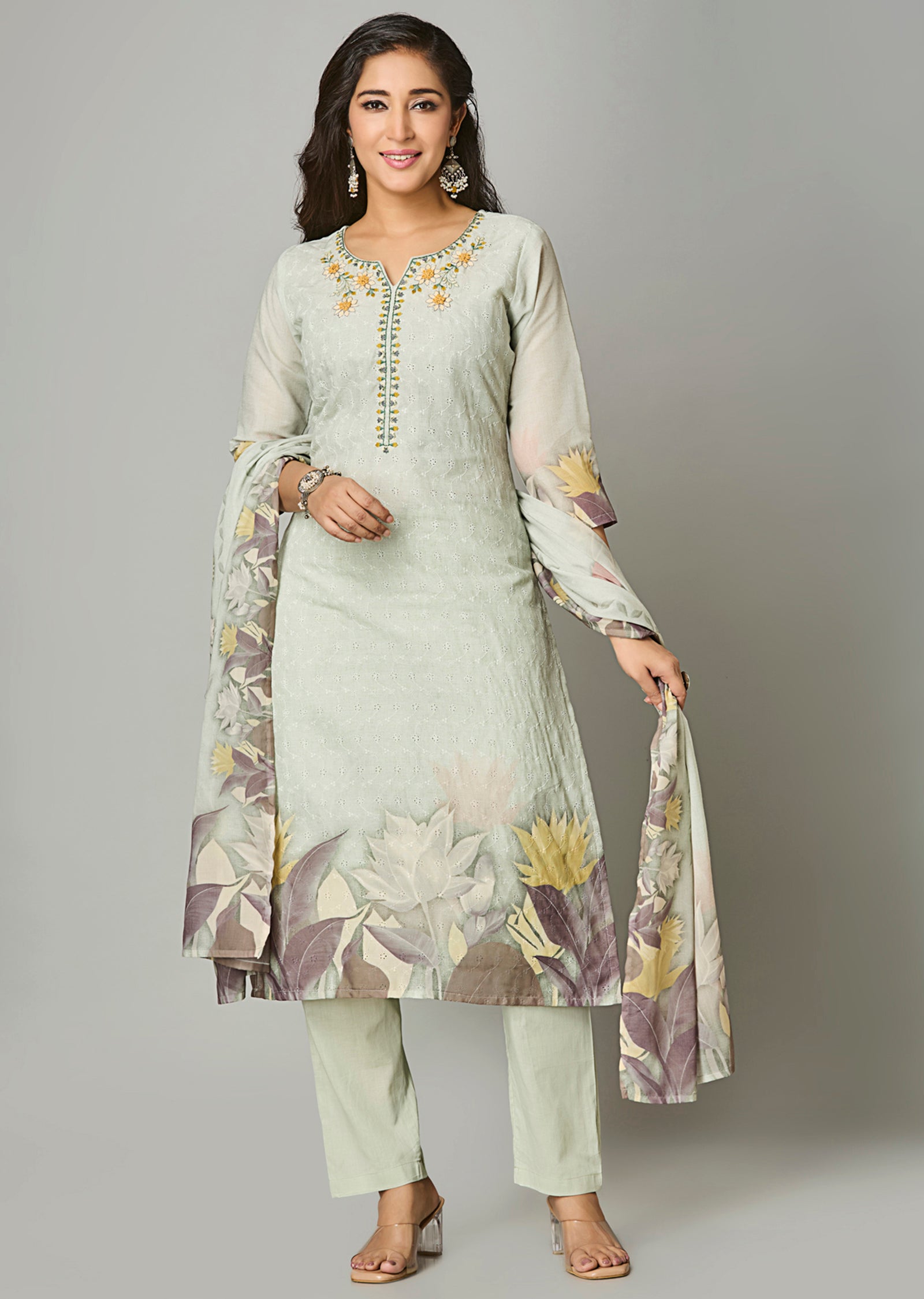 Dusty Green Cotton Straight Cut Suit