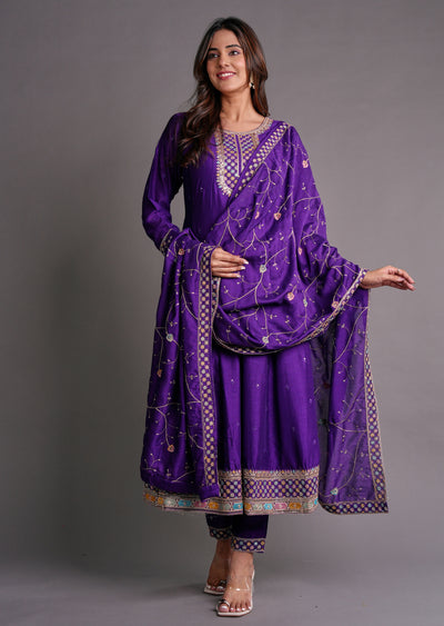 Purple Silk Anarkali Suit