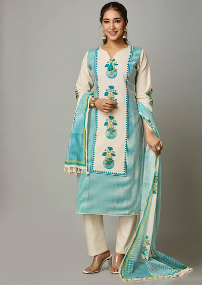 Green Cotton Straight Cut Suit