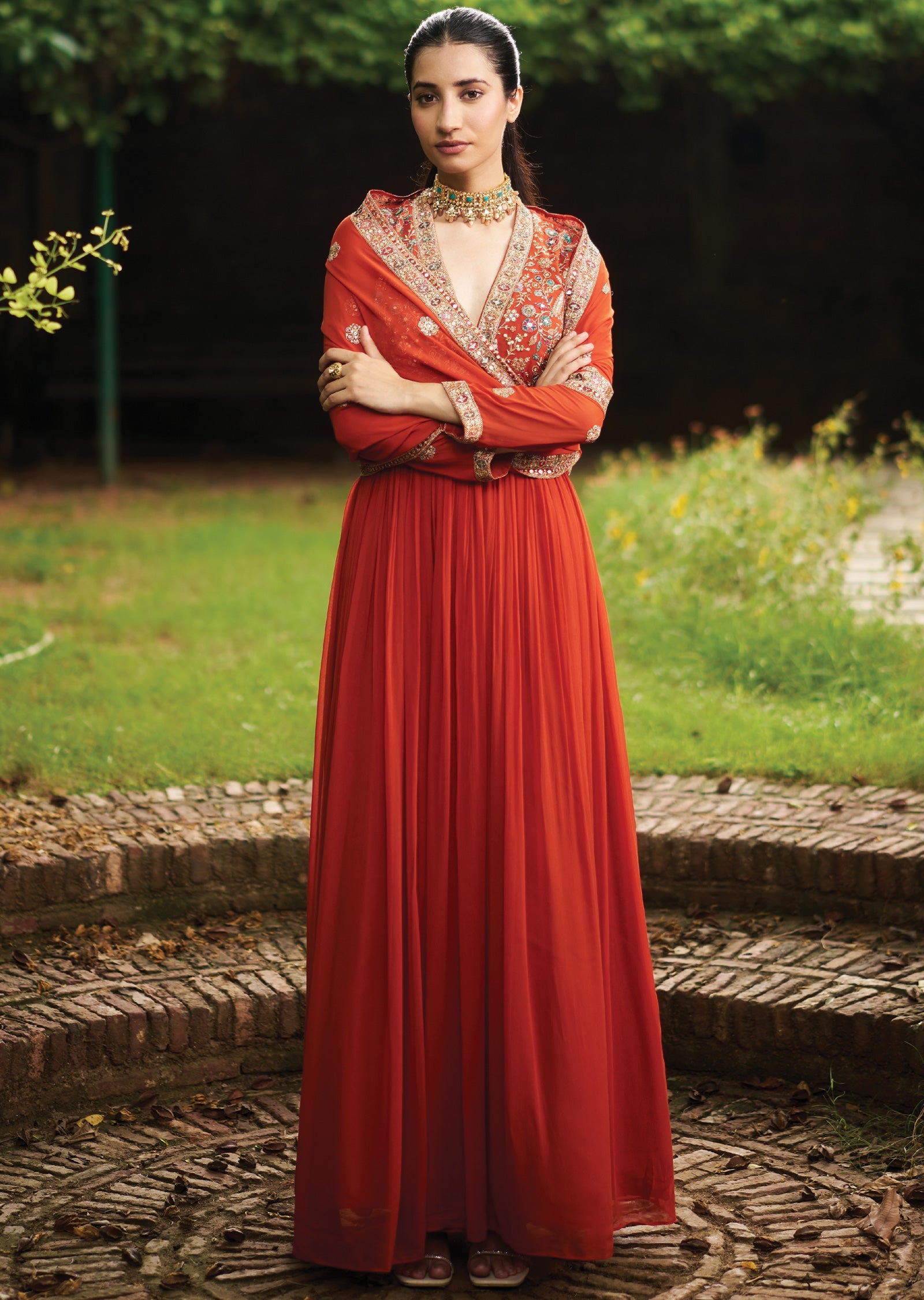 Rust Georgette Anarkali Suit