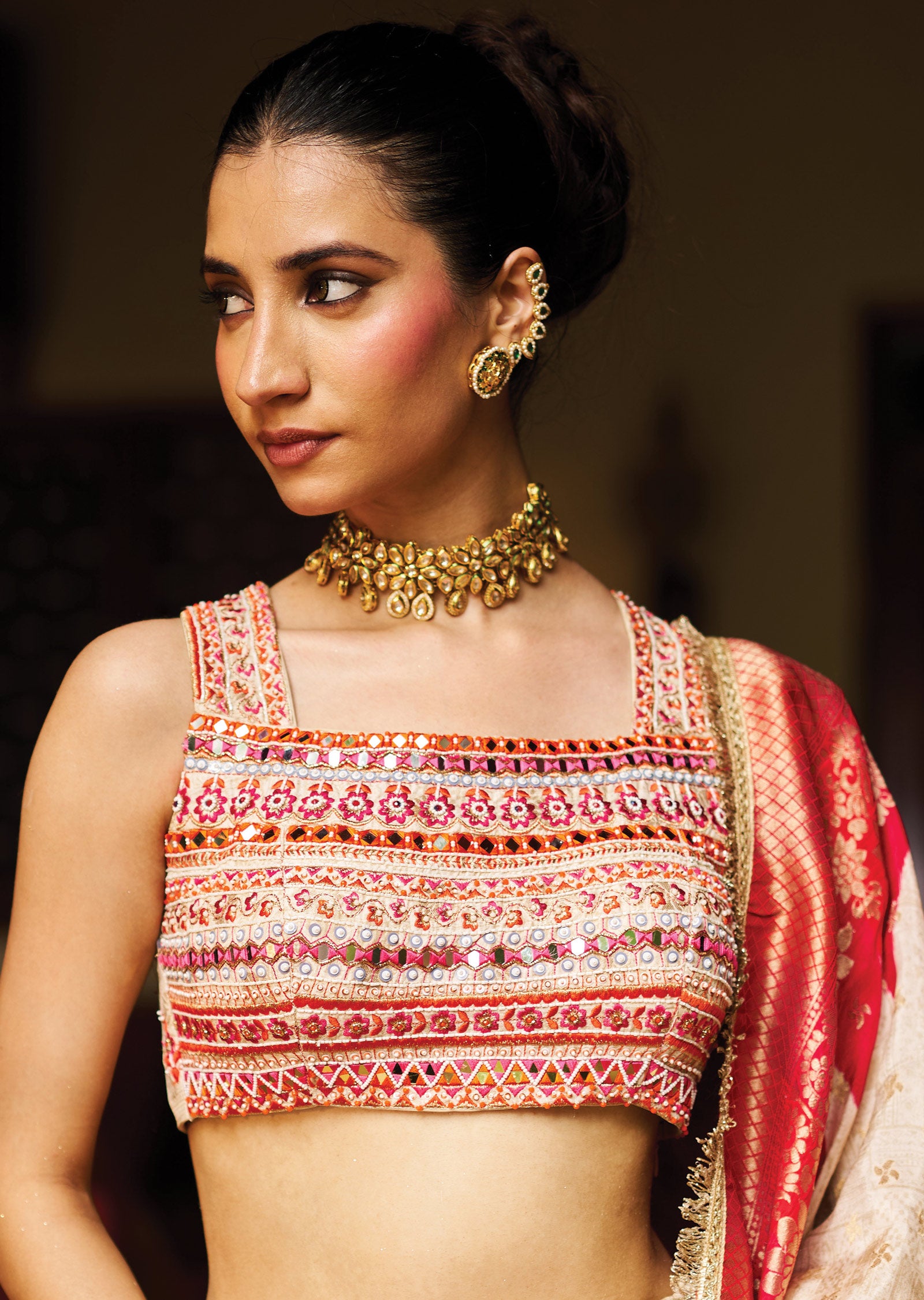 Cream Silk Lehenga