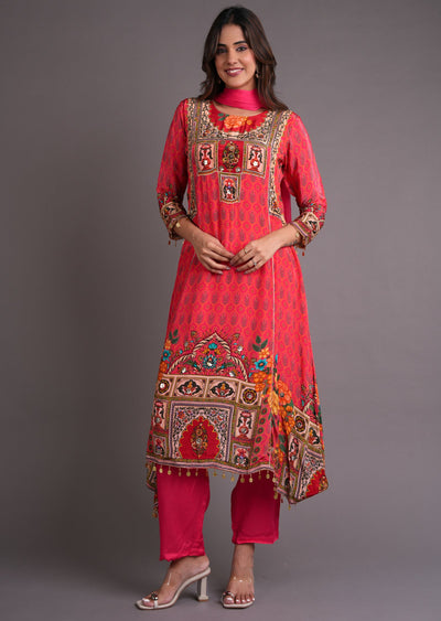 Dark Pink Crepe Anarkali Suit