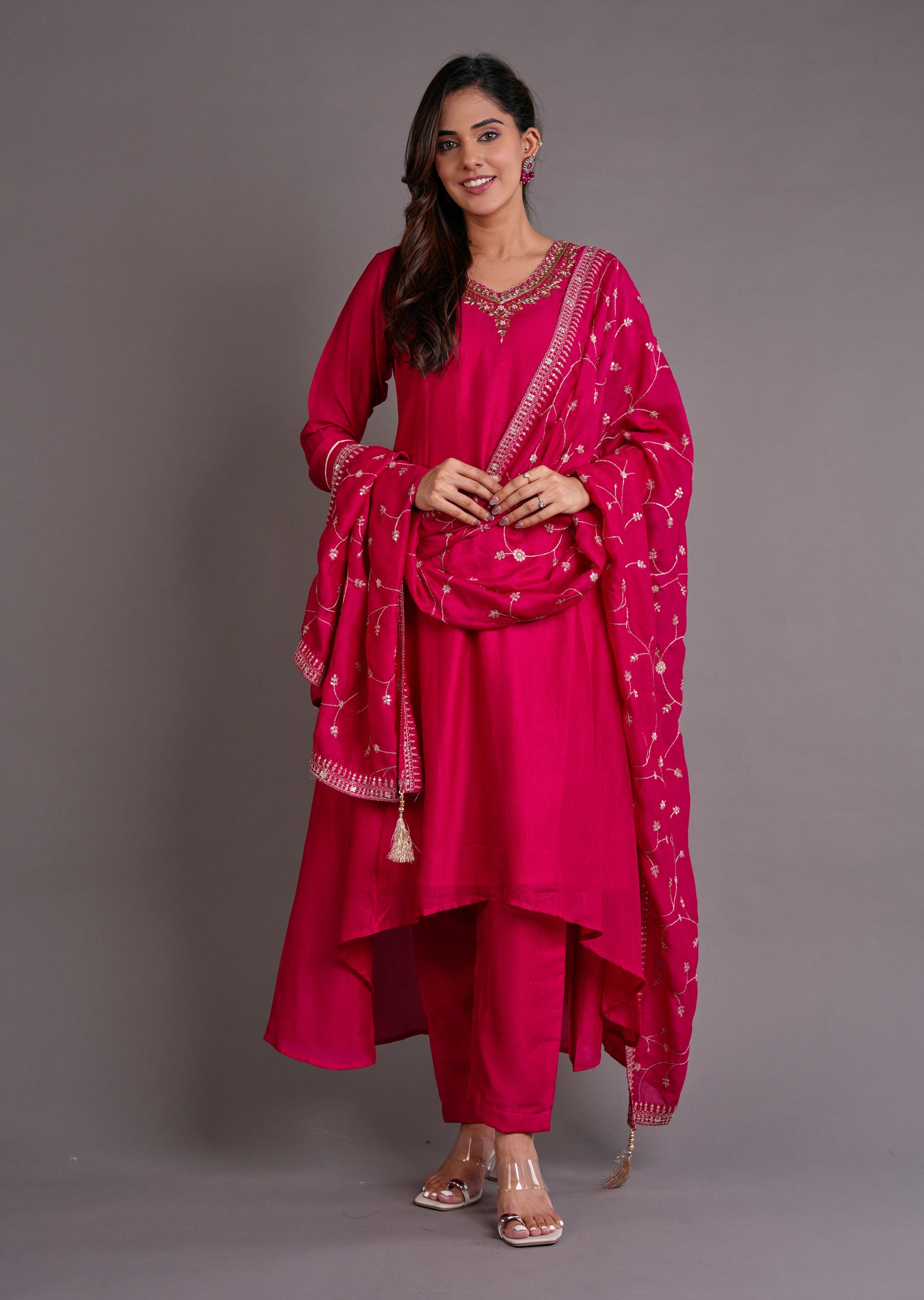 Pink Silk Anarkali Suit