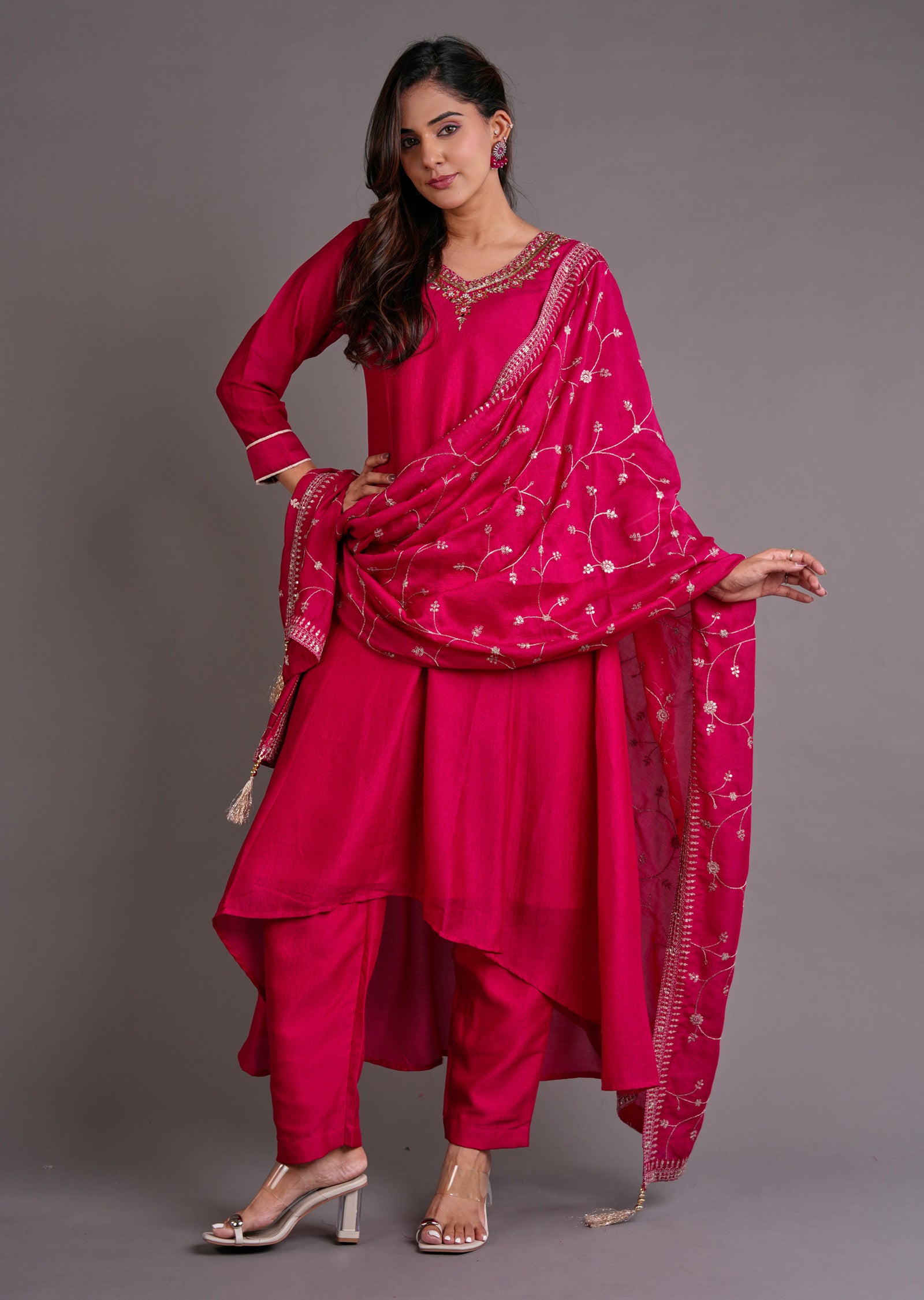 Pink Silk Anarkali Suit