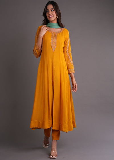 Mustard Georgette Anarkali Suit