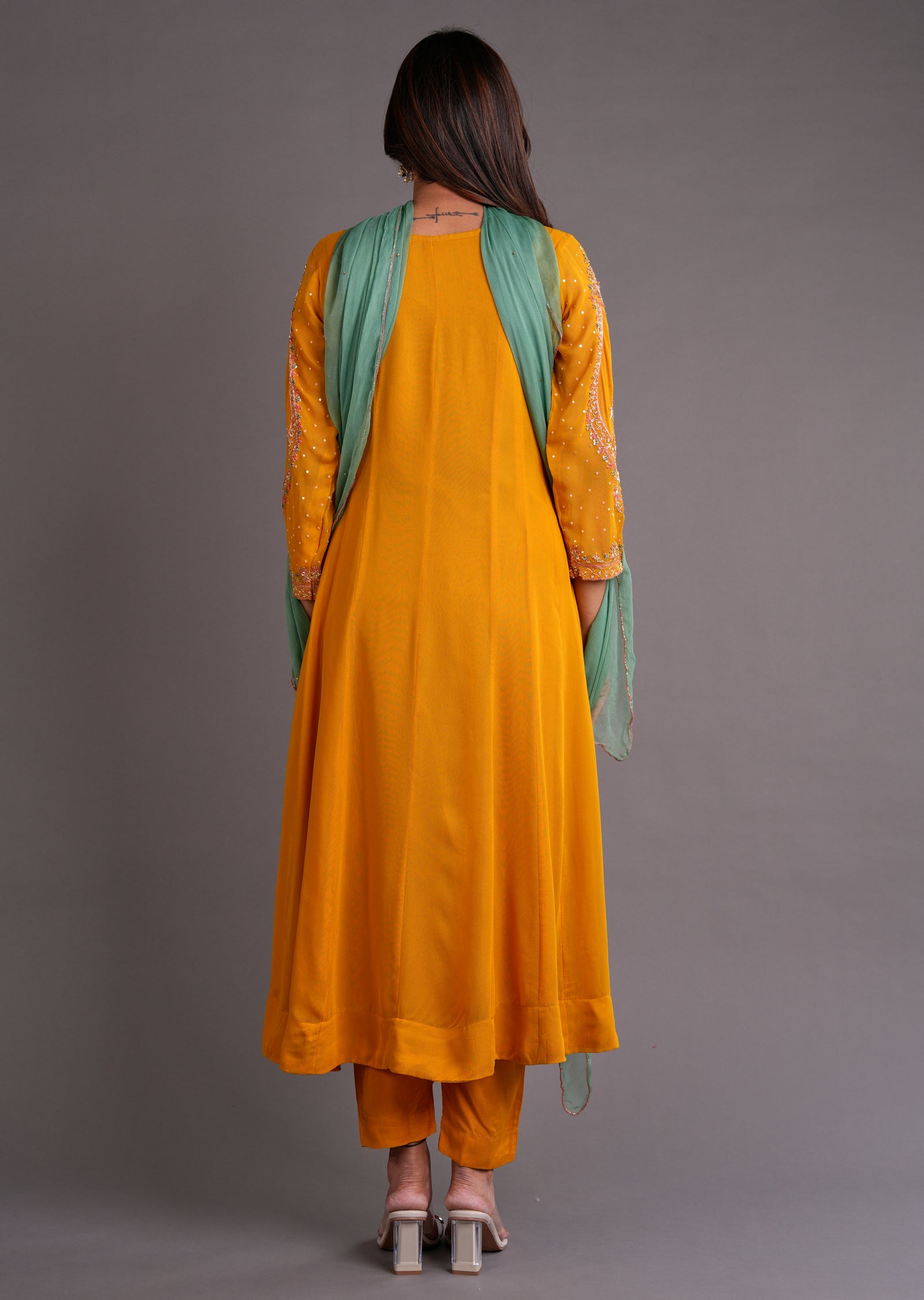 Mustard Georgette Anarkali Suit