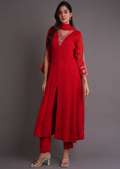 Red Georgette Anarkali Suit