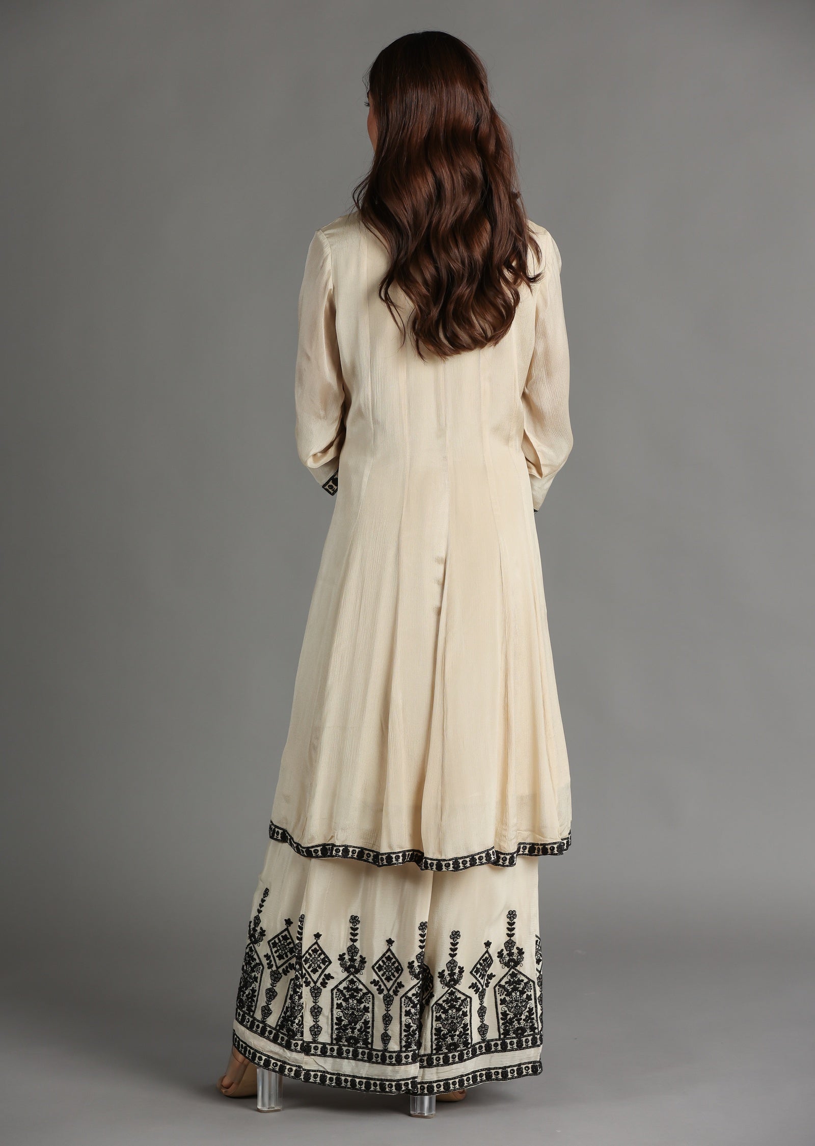 Beige Chinnon Anarkali Suit