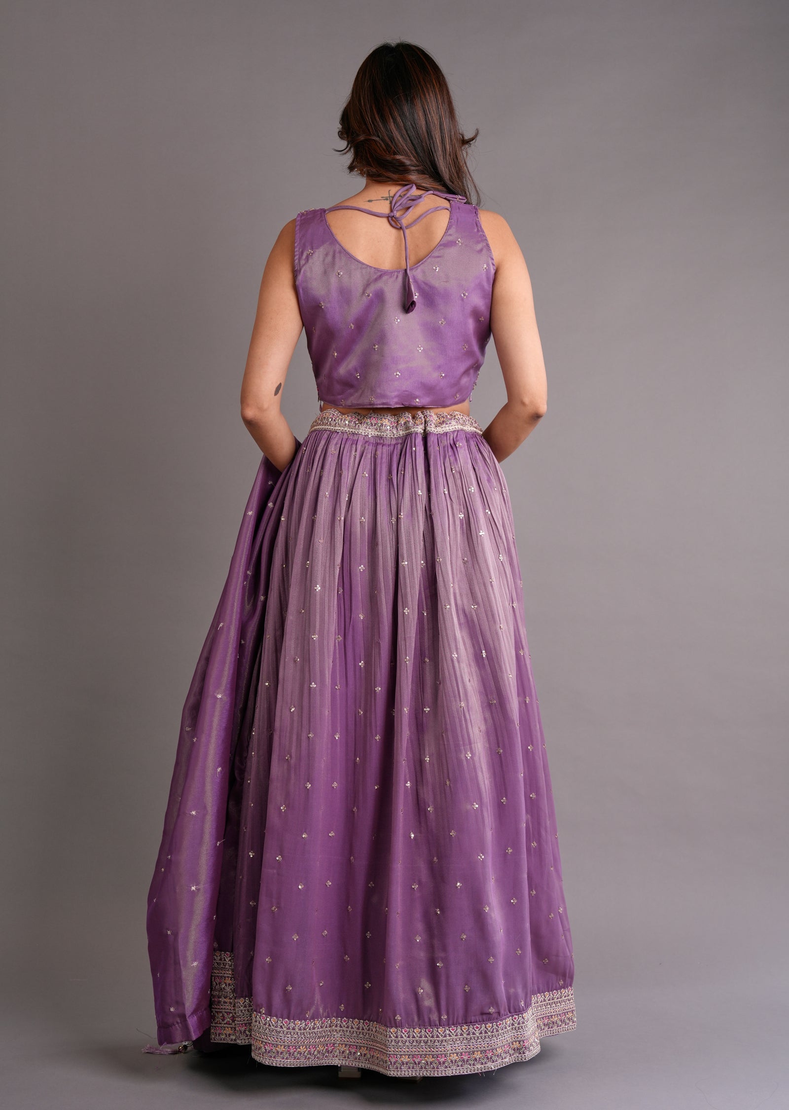 Mauve Tissue Silk Lehenga