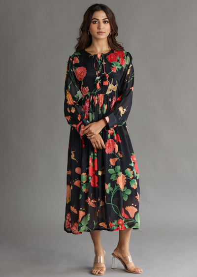 Black Chinnon Midi Dress