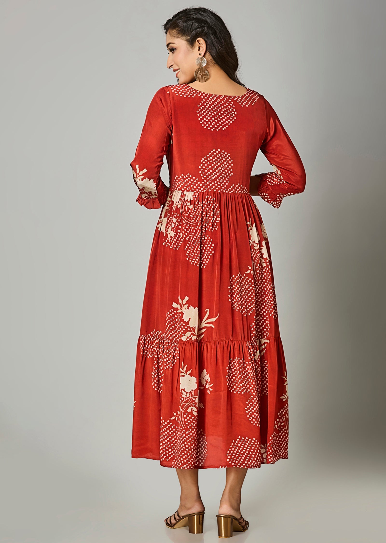 Rust Crepe Midi Dress