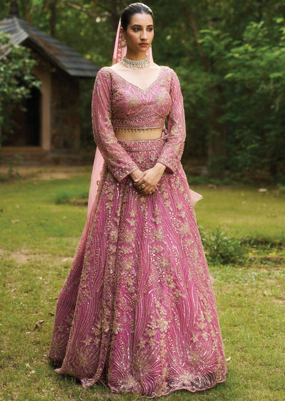 Onion Pink Net Lehenga Set