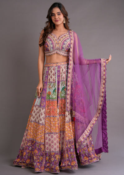 Multi Colour Silk Lehenga