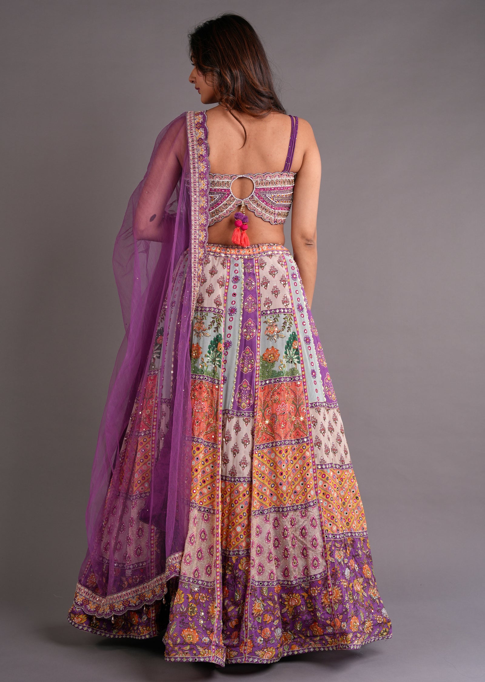 Multi Colour Silk Lehenga